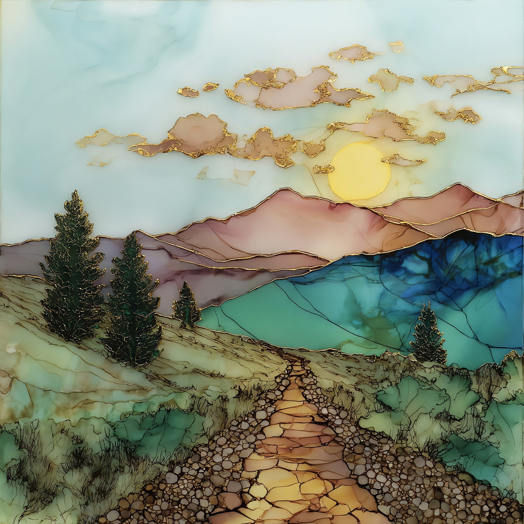 Sun Mountain — ceramic art tile