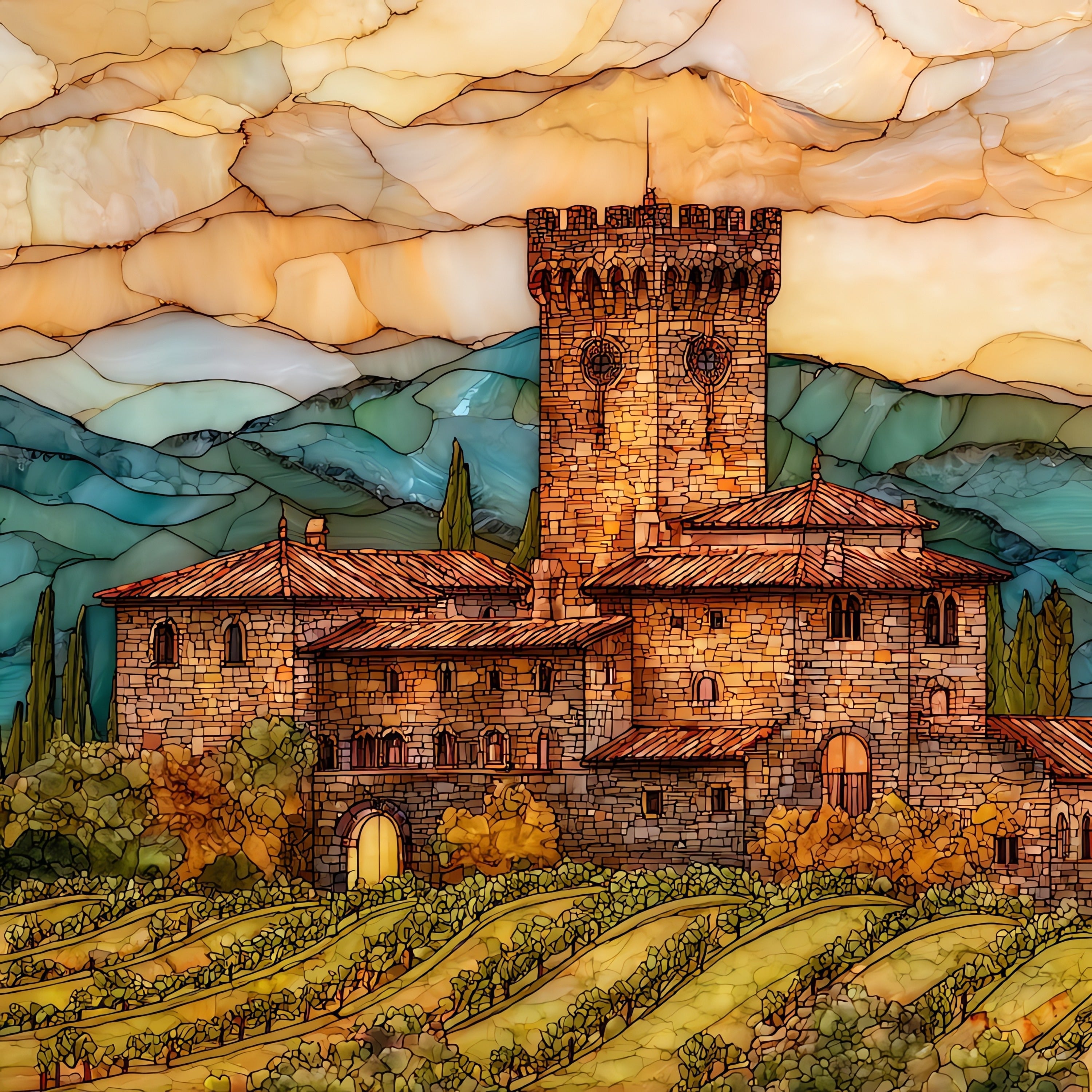 Castello di Amorosa — ceramic art tile