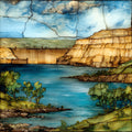 Lake Oahe Dam on — ceramic art tile