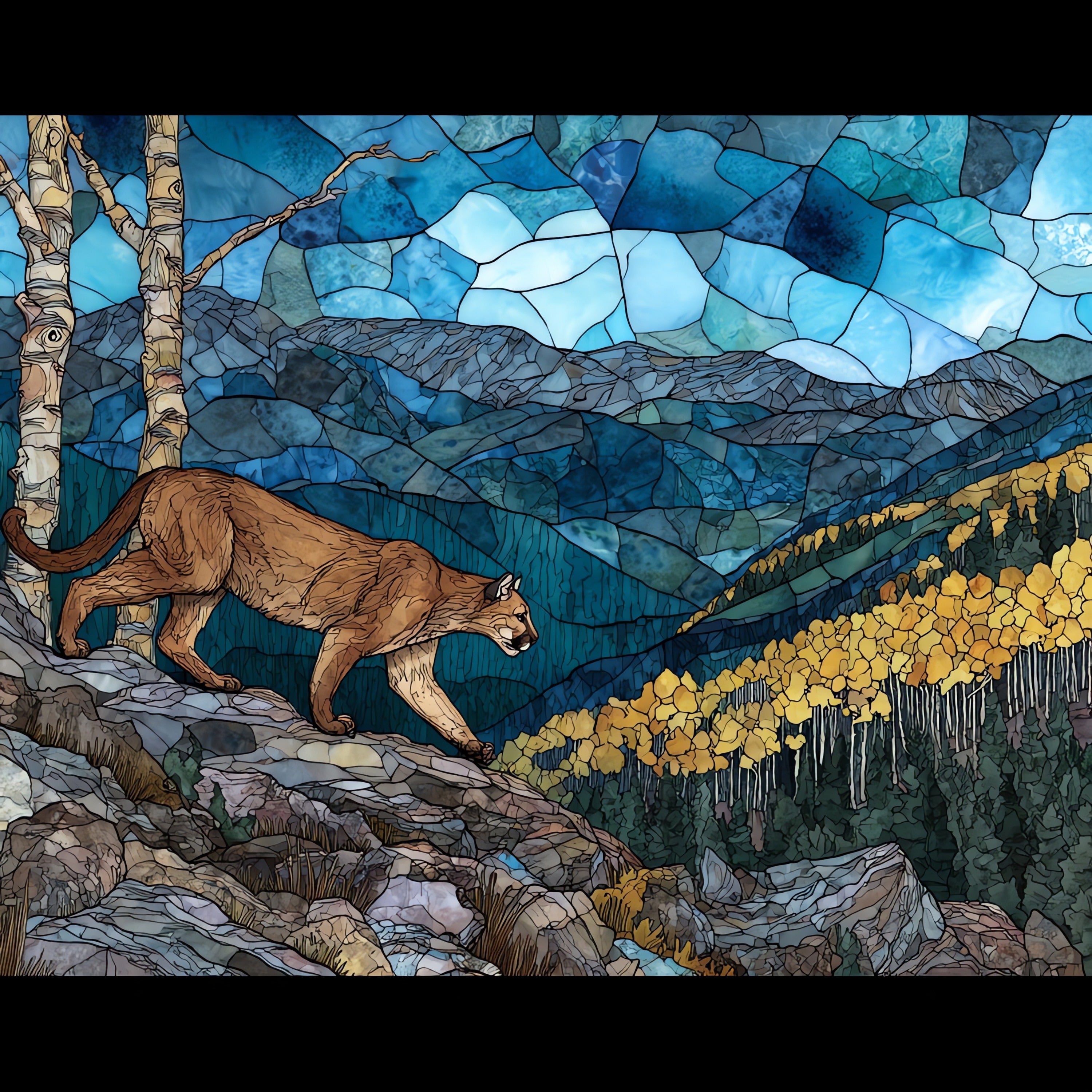 a mountain lion — ceramic art tile
