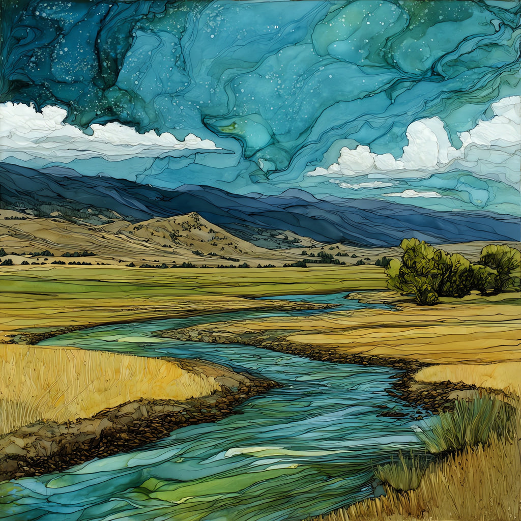 the lower Madison River — ceramic art tile