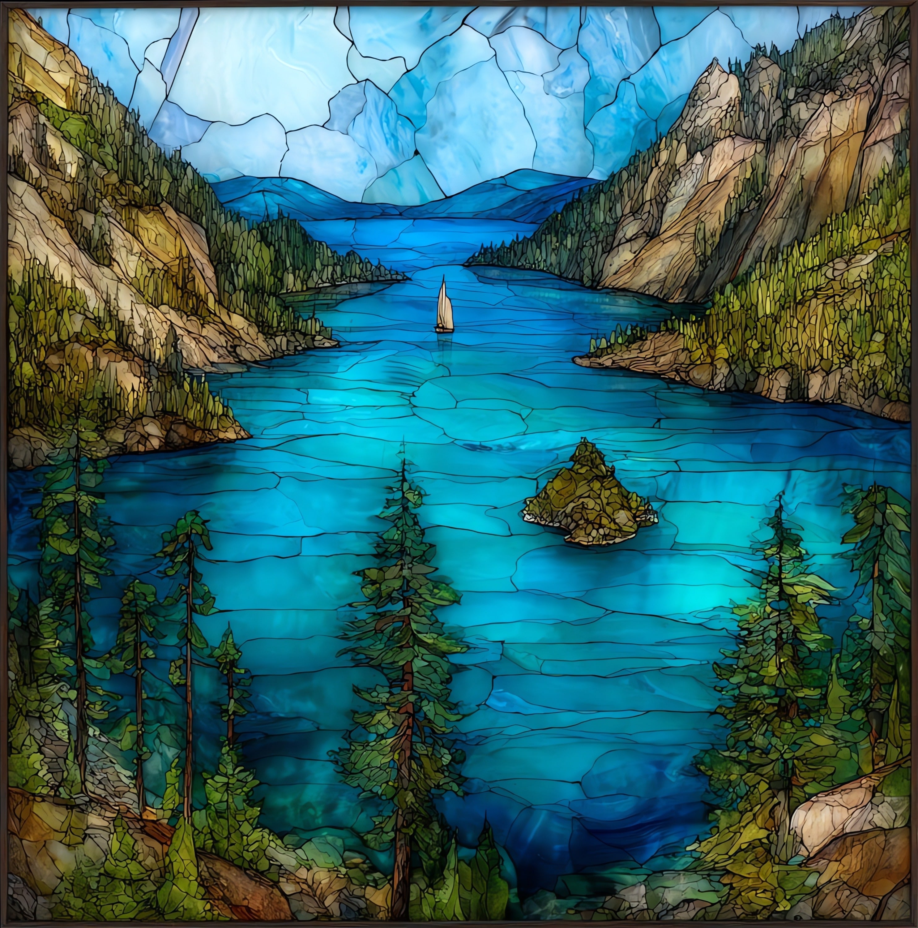 Emerald Bay on Lake Tahoe — ceramic art tile