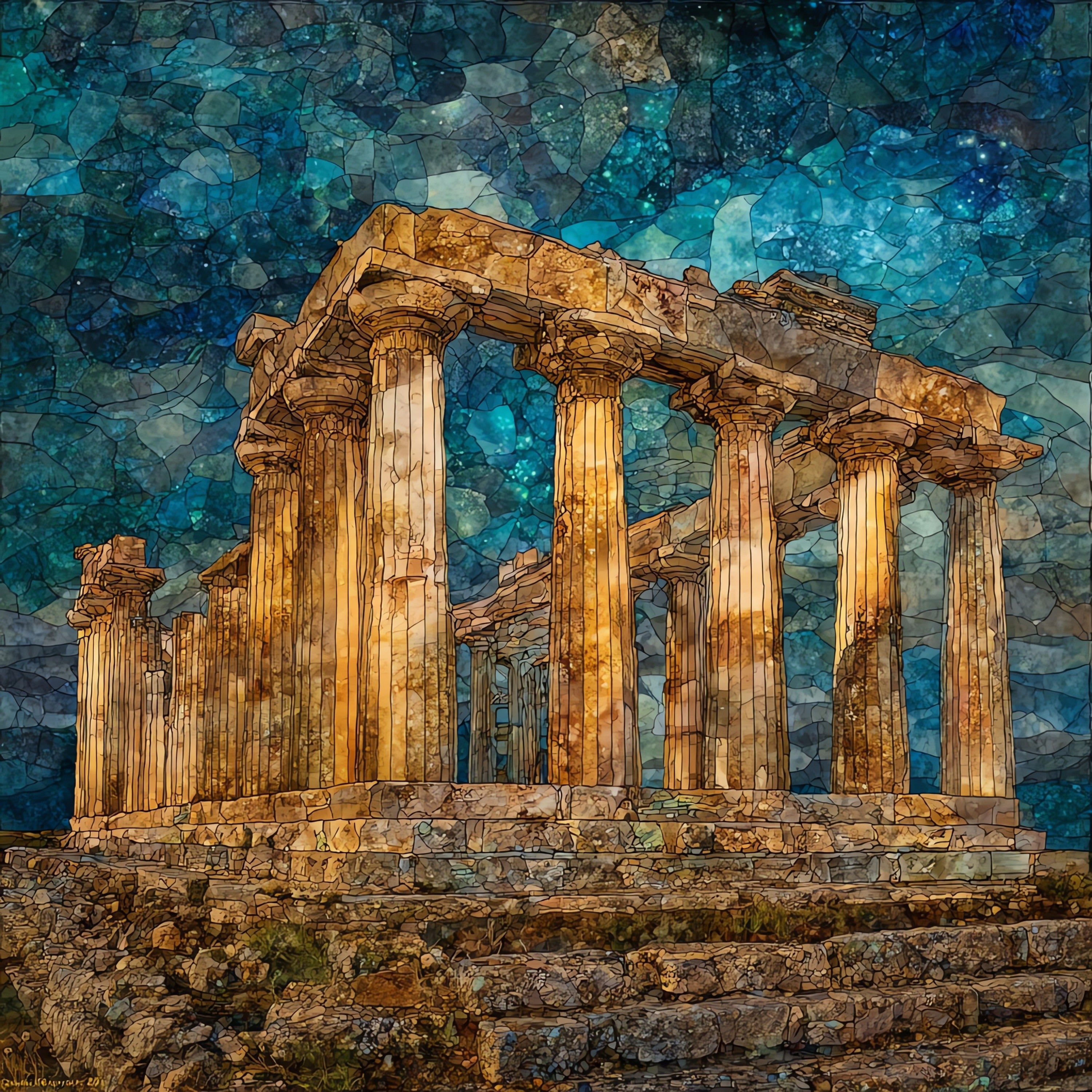 Temple of Aphaia — ceramic art tile