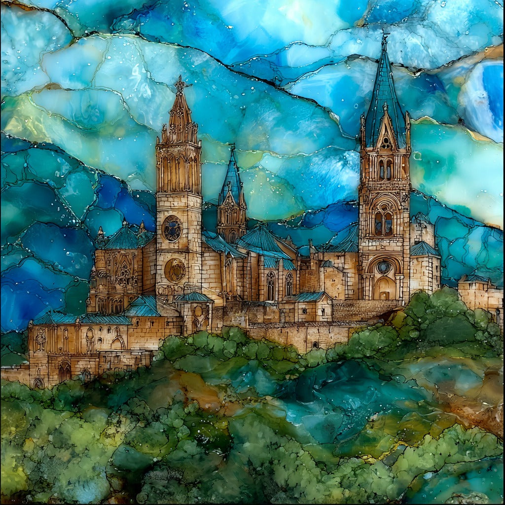 Lleida cathedral on the hill — ceramic art tile