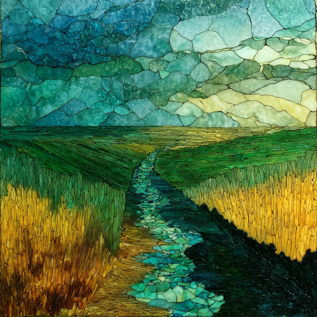 Albufera lagoon rice paddies — ceramic art tile