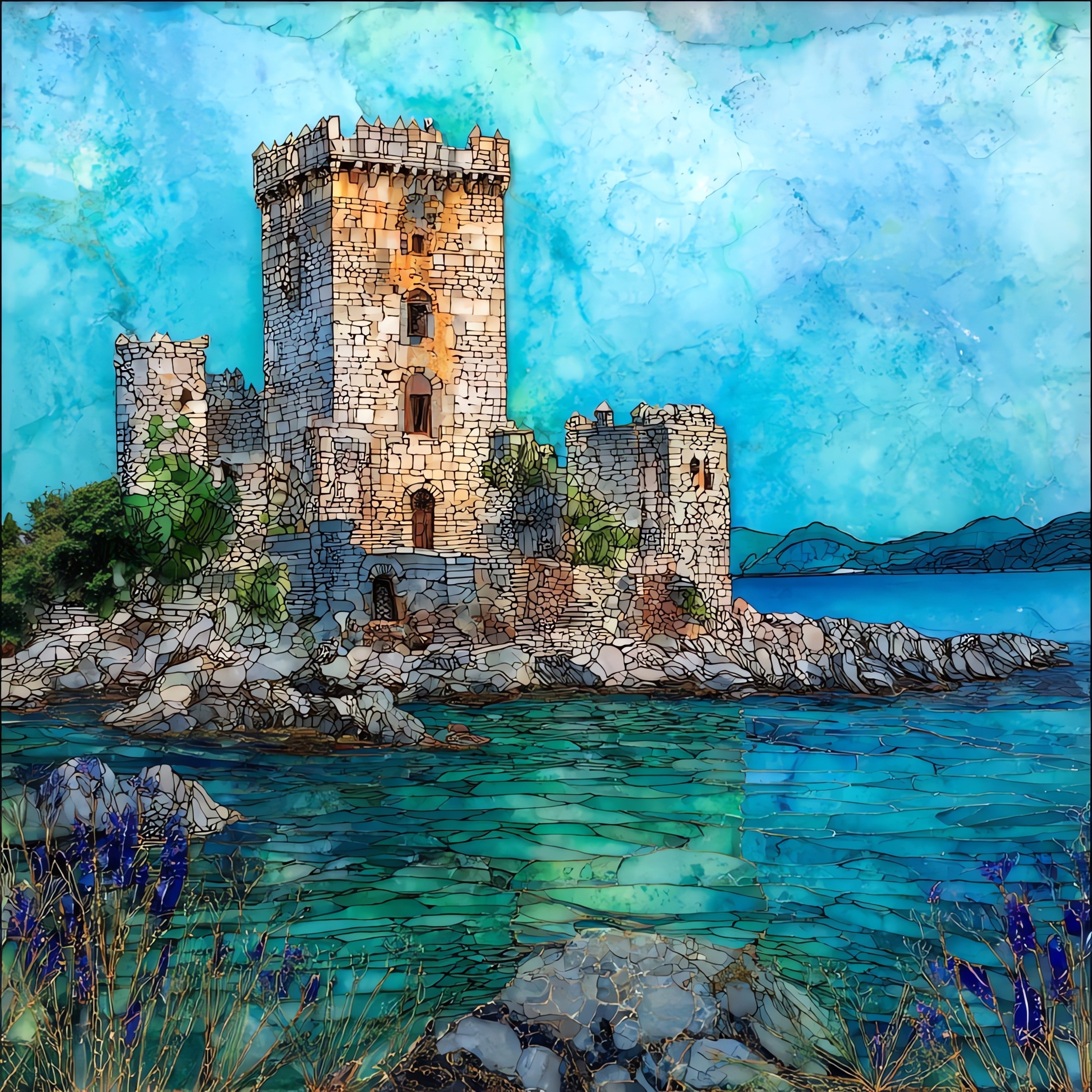 Methoni Castle — ceramic art tile