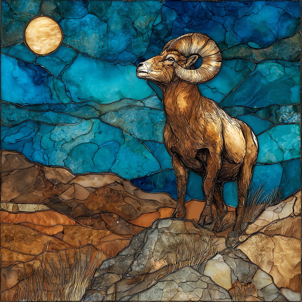 Badlands bighorn ram on — ceramic art tile