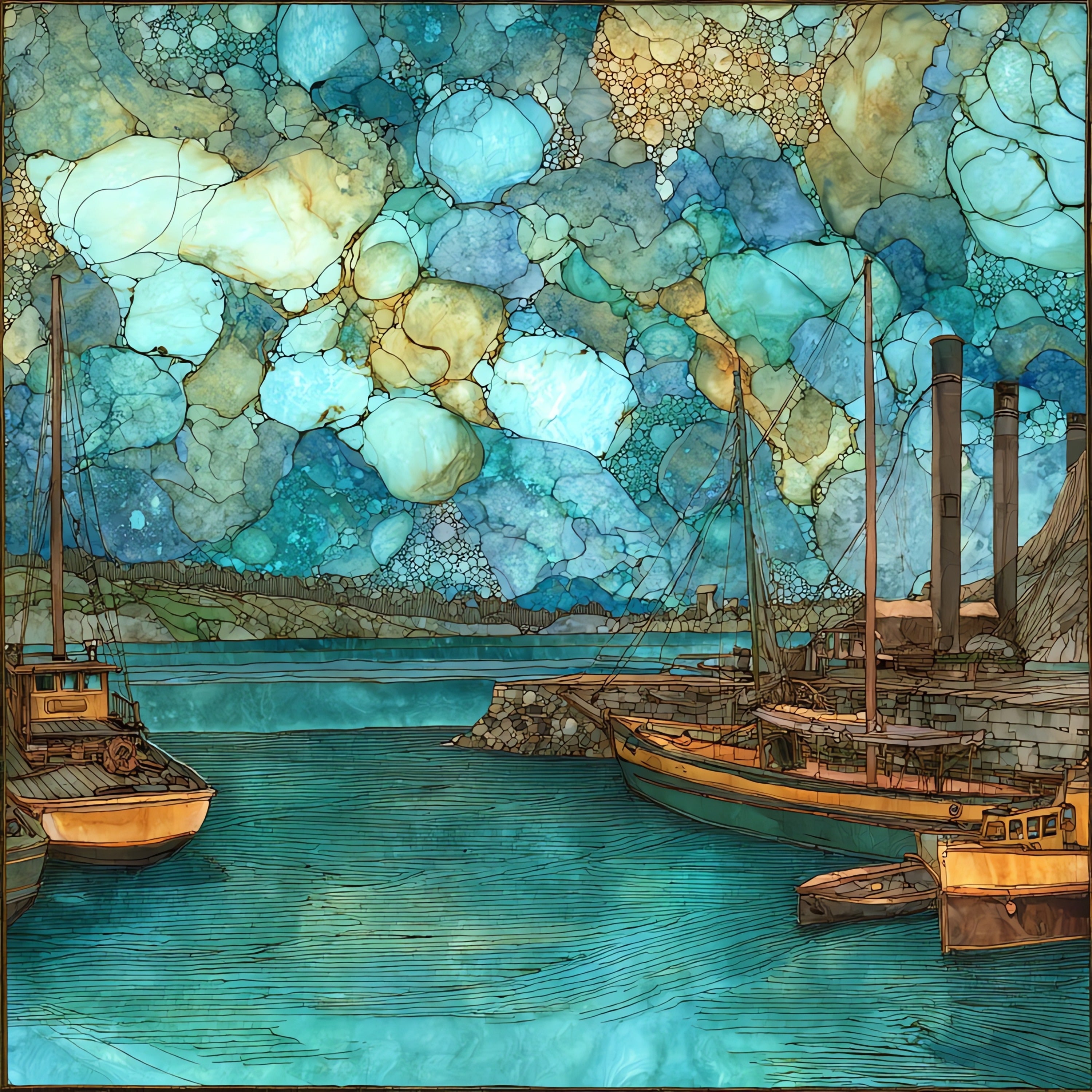 the Essex steamboat dock — ceramic art tile