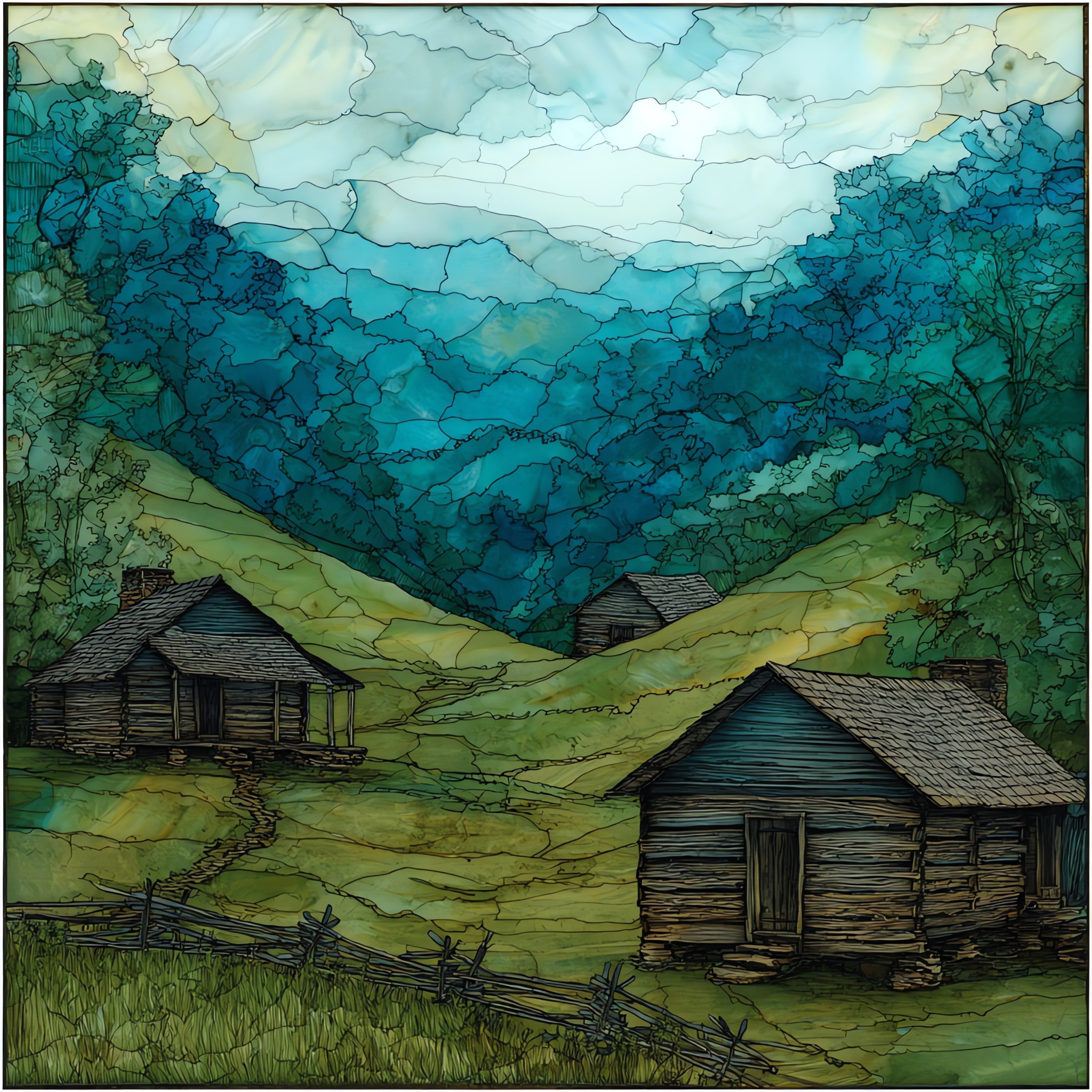Hensley Settlement on Brush — ceramic art tile