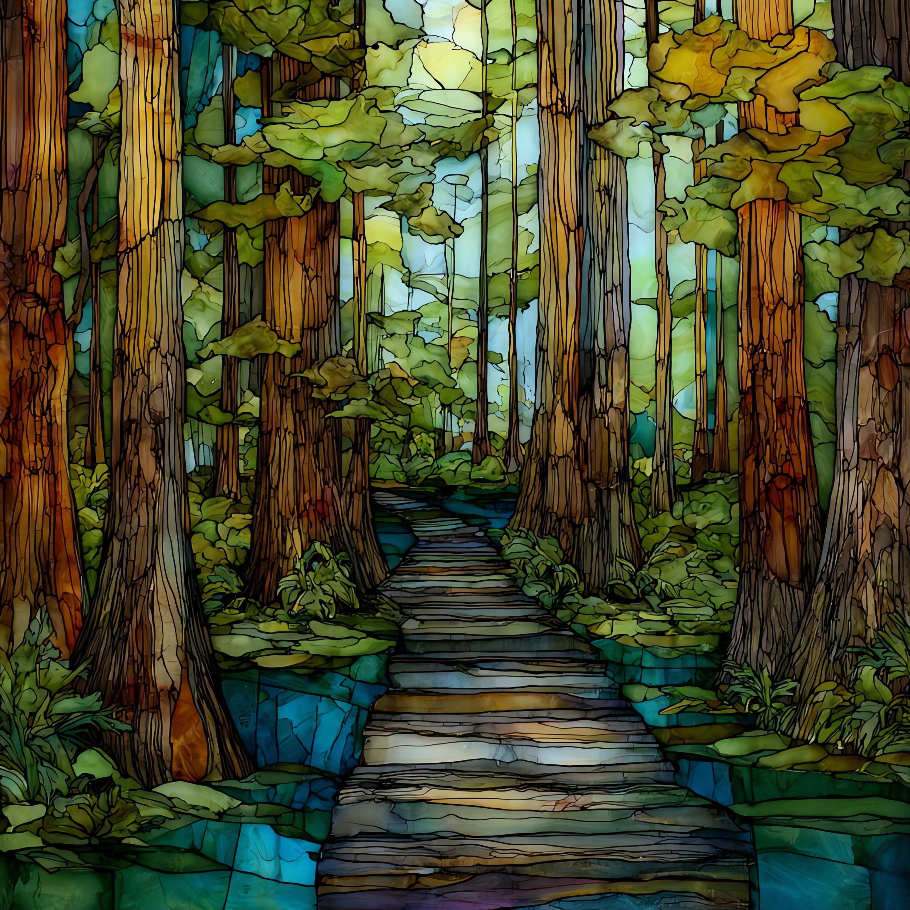 the Pocomoke Cypress Swamp boardwalk — ceramic art tile