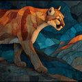 a mountain lion stalking — ceramic art tile