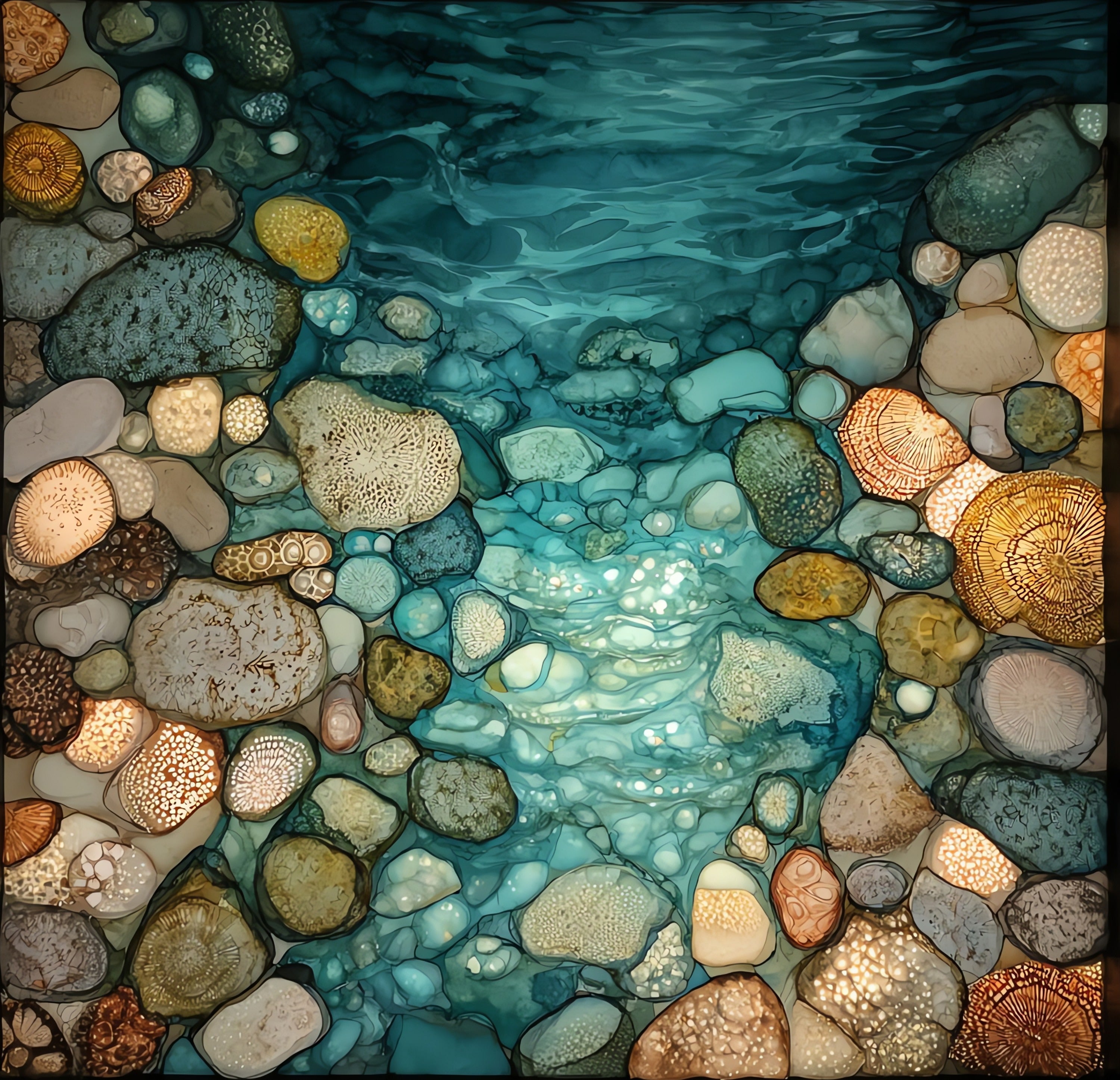 a Petoskey state stone — ceramic art tile