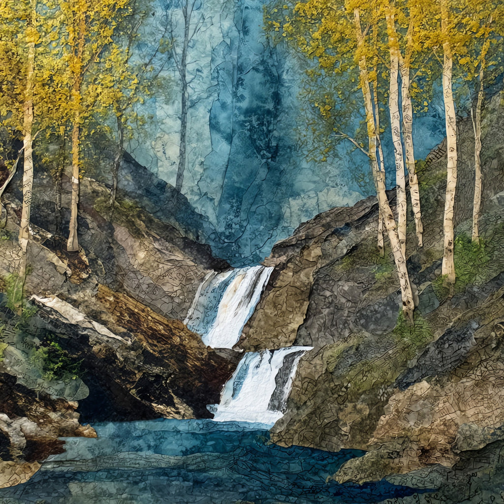 Little Spearfish Falls cascading — ceramic art tile