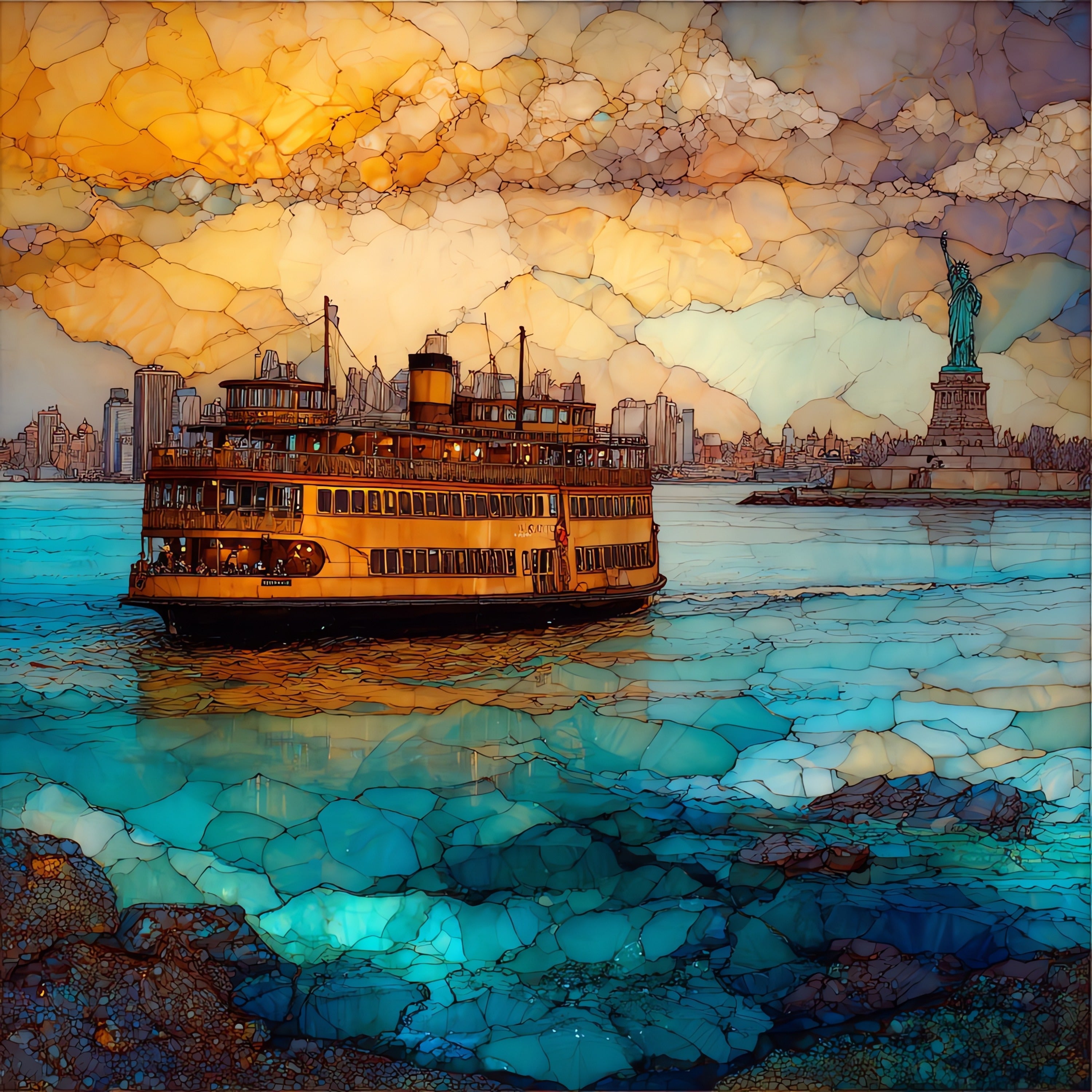 the Staten Island Ferry on the — ceramic art tile