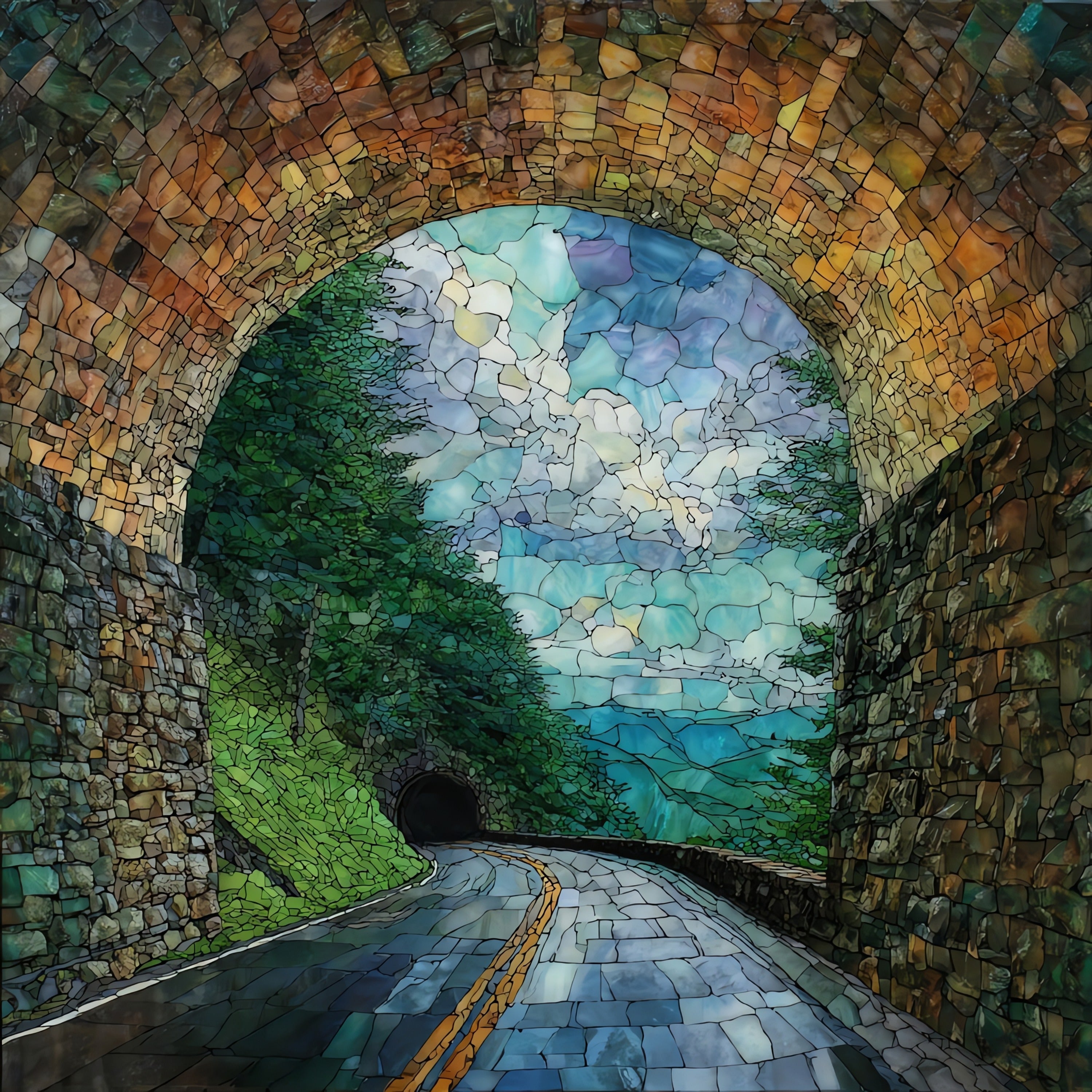 Marys Rock Tunnel on Skyline Drive — ceramic art tile