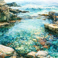 a remote natural rock pool of — ceramic art tile