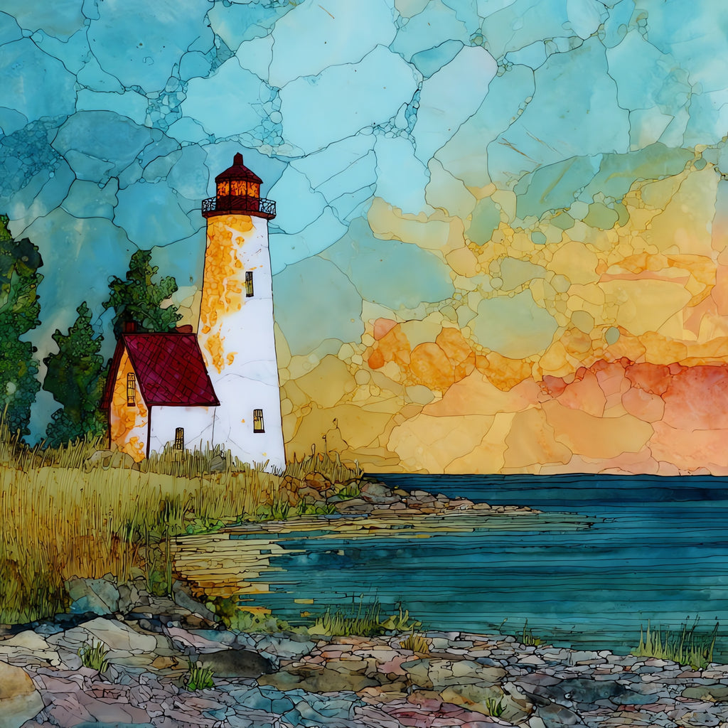 Old Mission Point Lighthouse — ceramic art tile