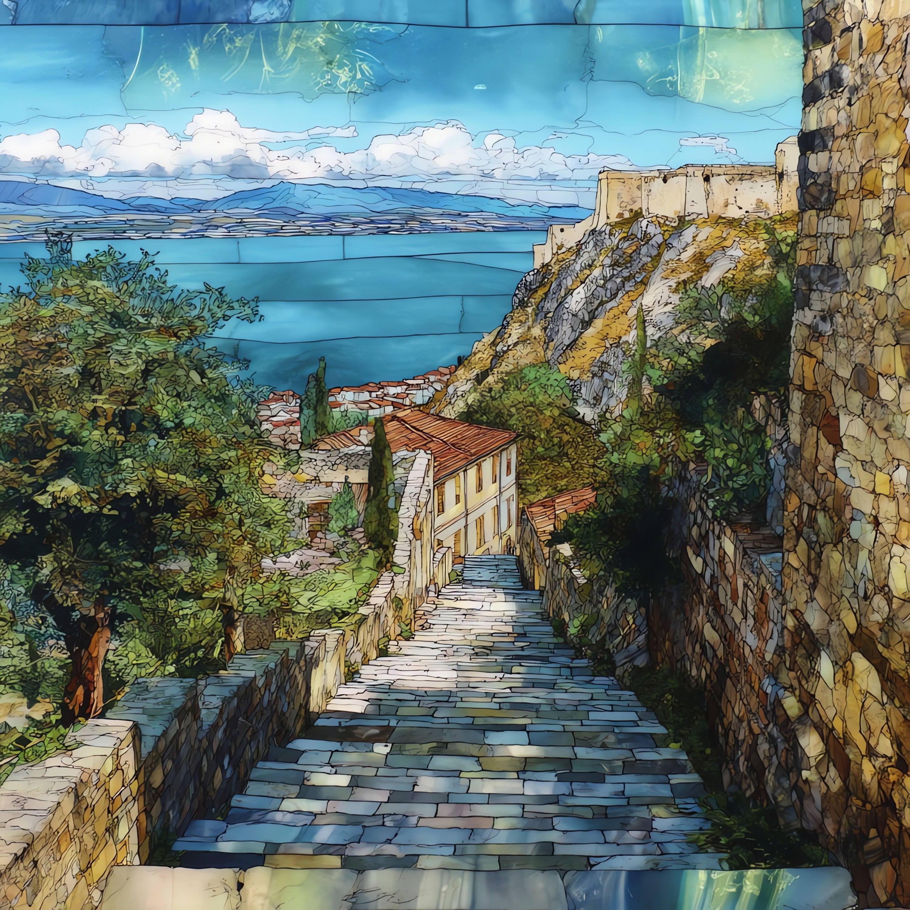 Palamidi Fortress — ceramic art tile