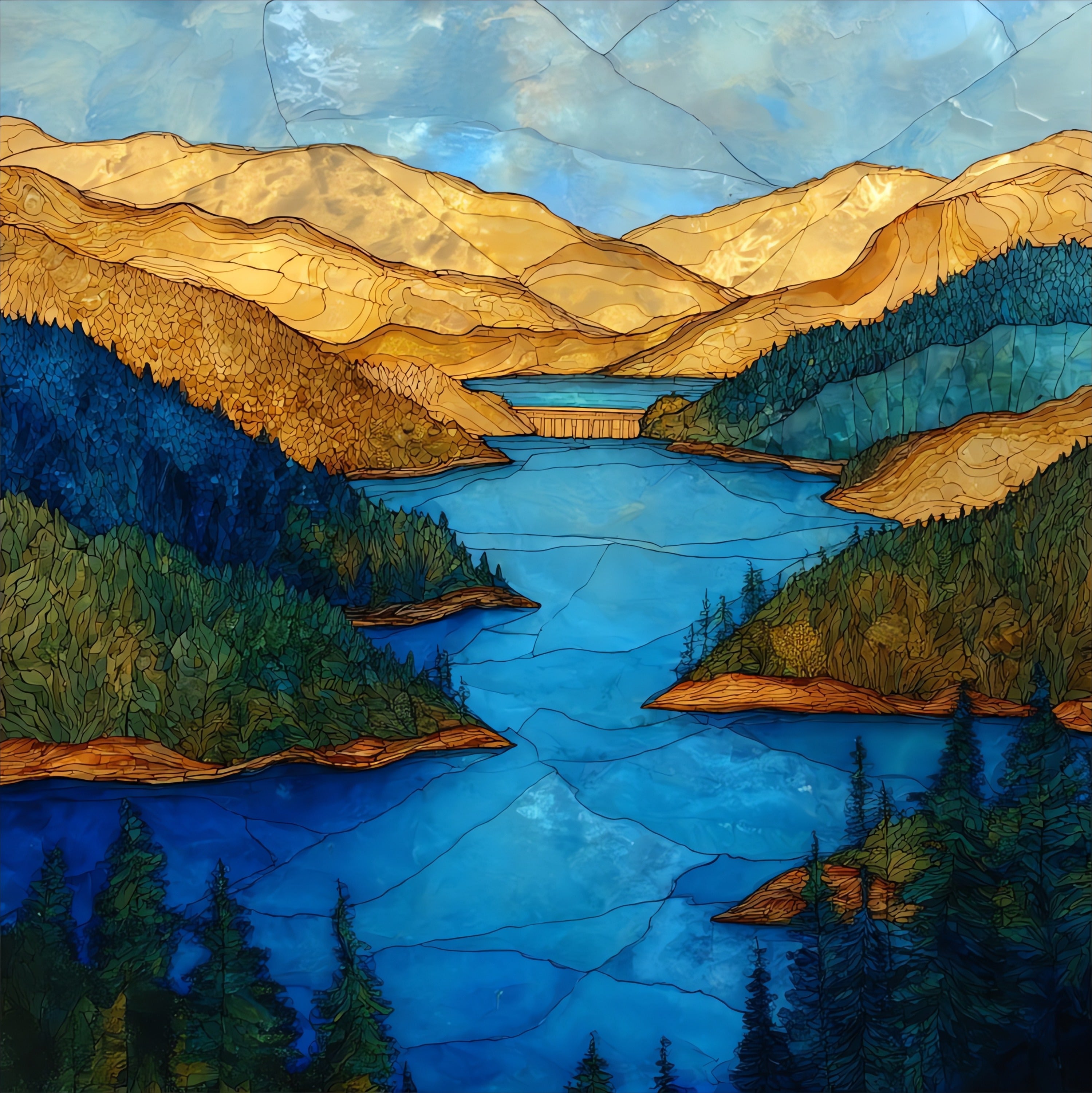 Lake Shasta — ceramic art tile