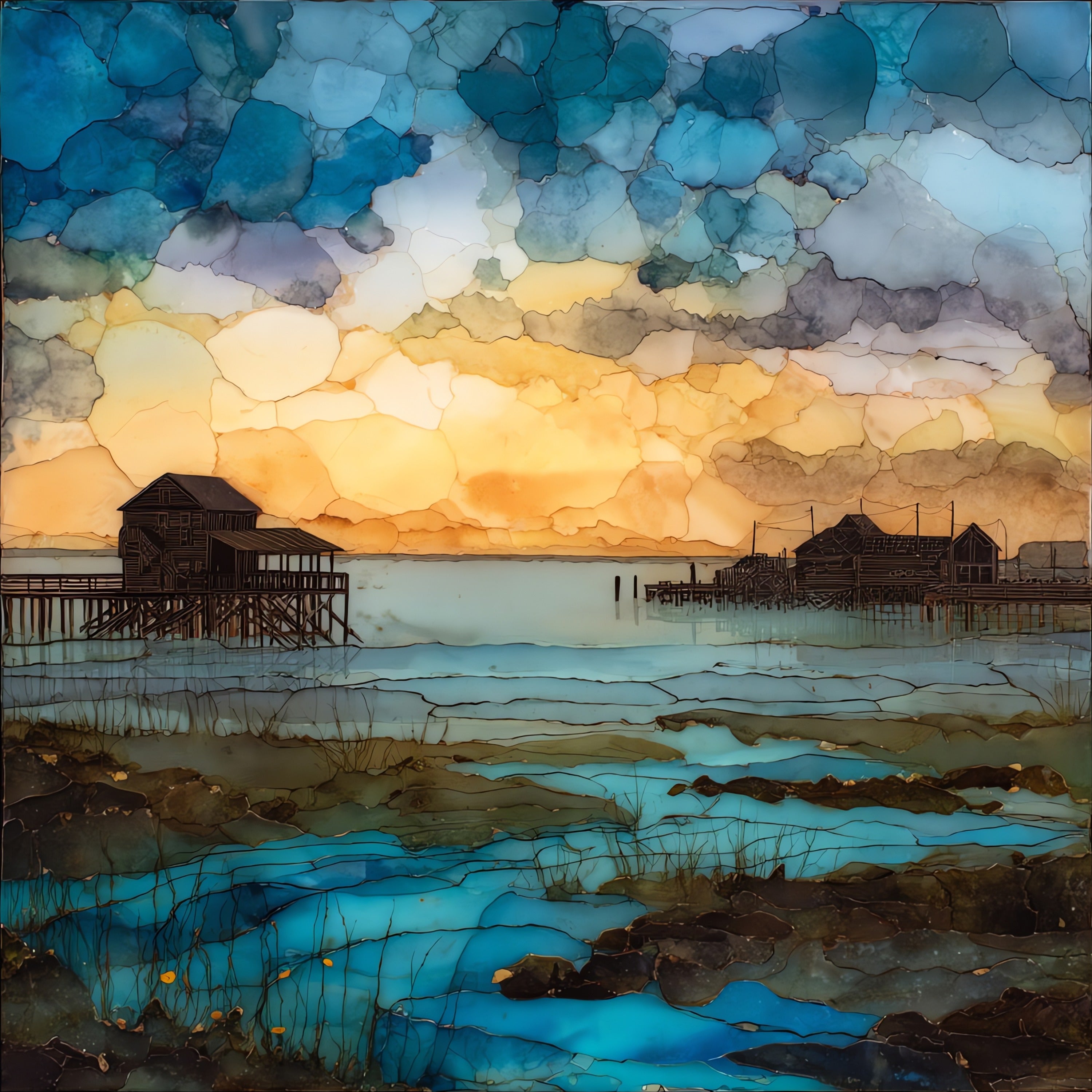 Suwannee River canoe — ceramic art tile