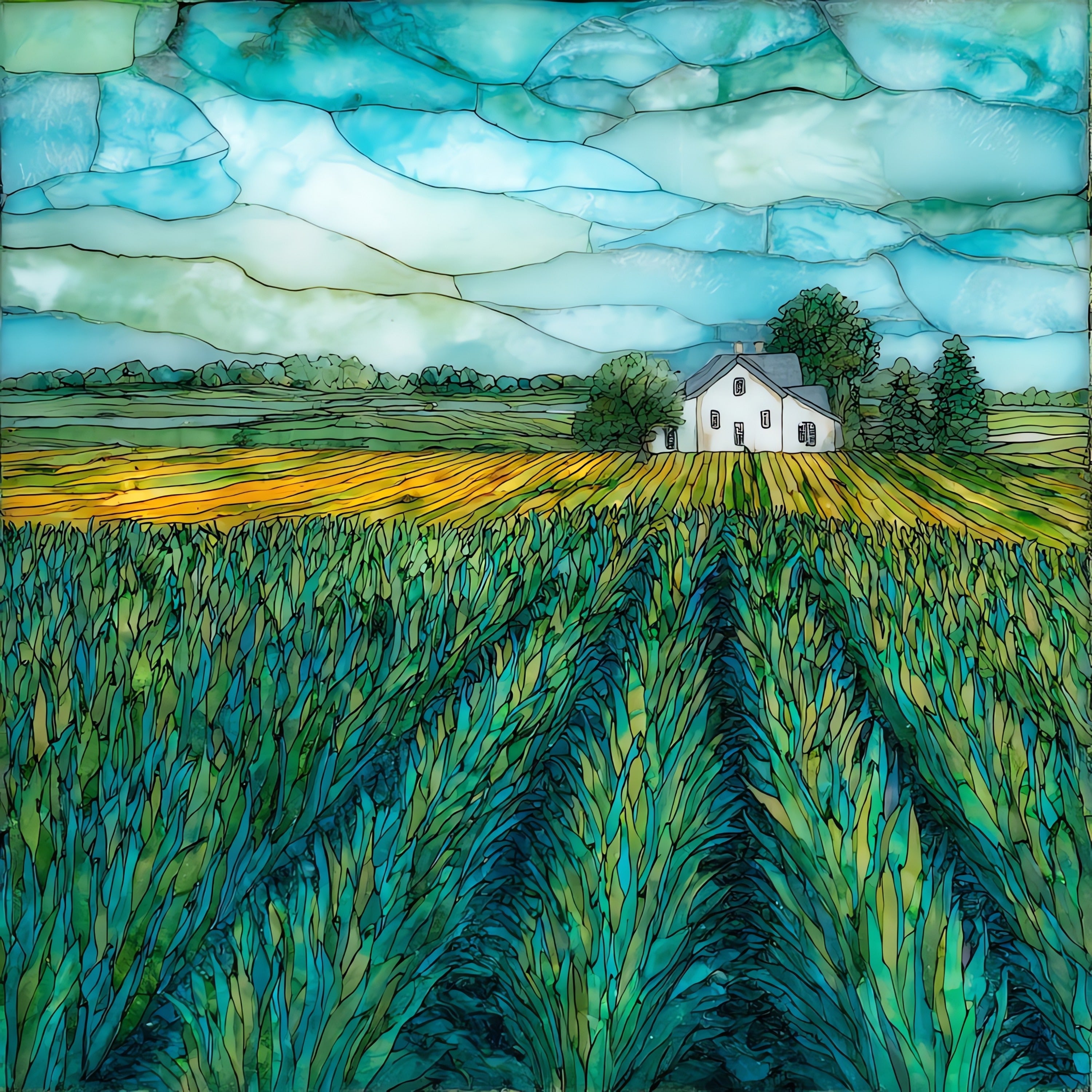 the Field of Dreams cornfield outfield — ceramic art tile