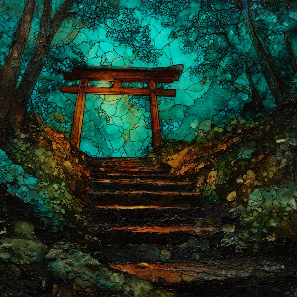 Kurama Kibune Shrine Torii Steps — ceramic art tile
