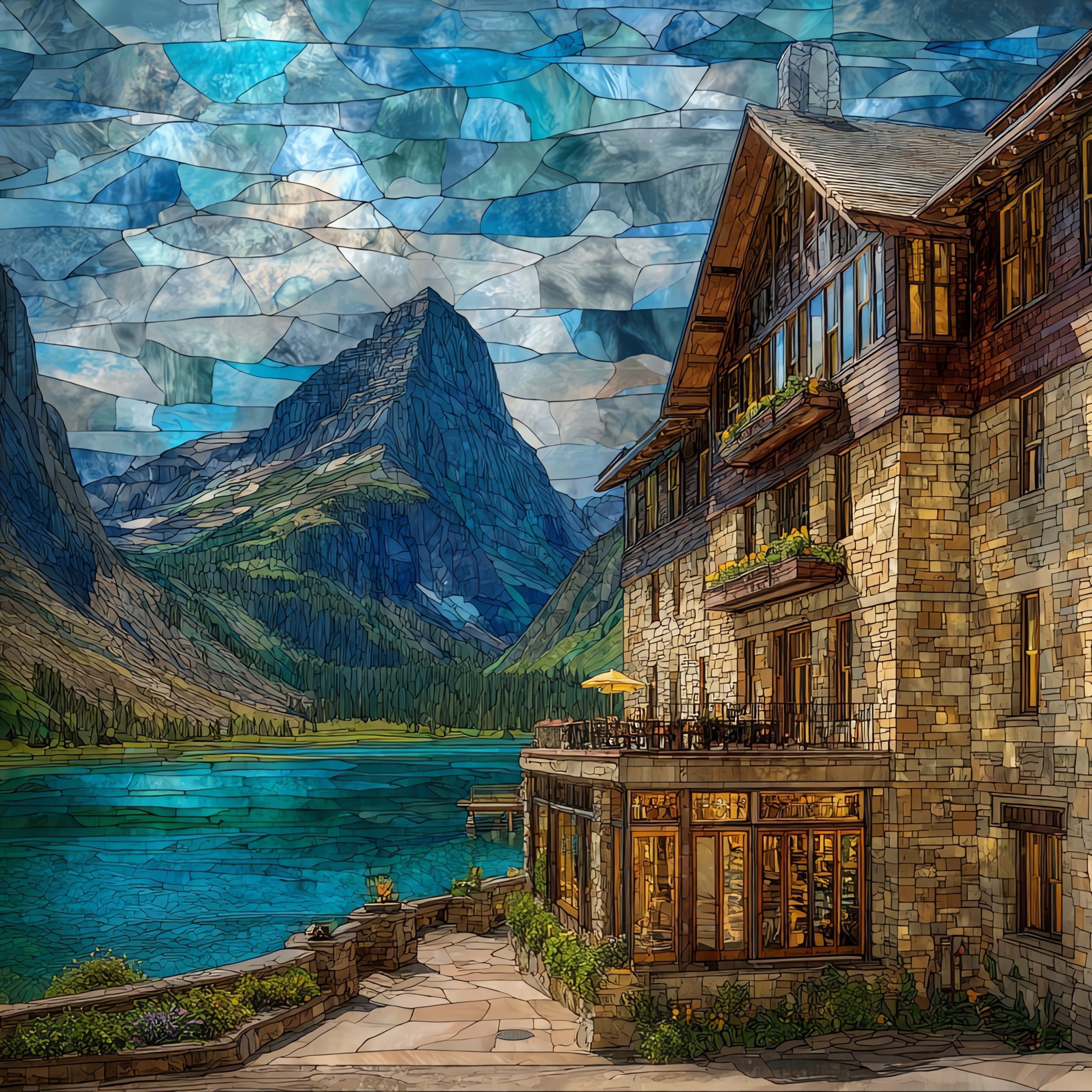 the Many Glacier Hotel — ceramic art tile