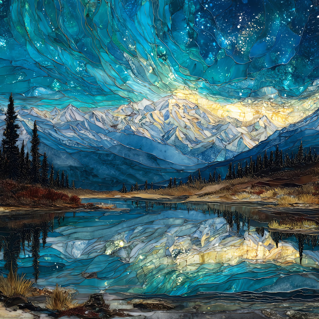 Reflection Pond beneath Denali — ceramic art tile