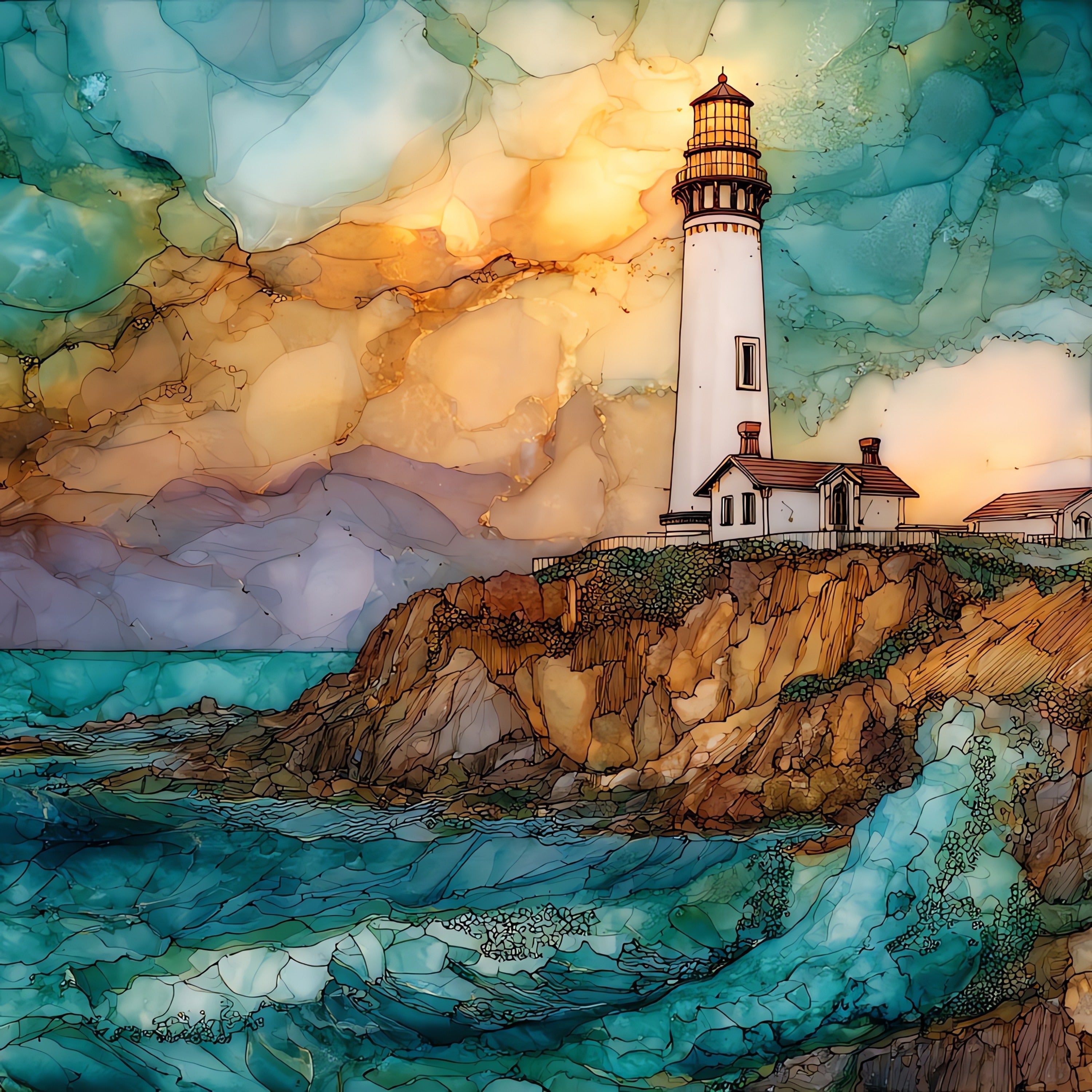 Point Vicente Lighthouse — ceramic art tile
