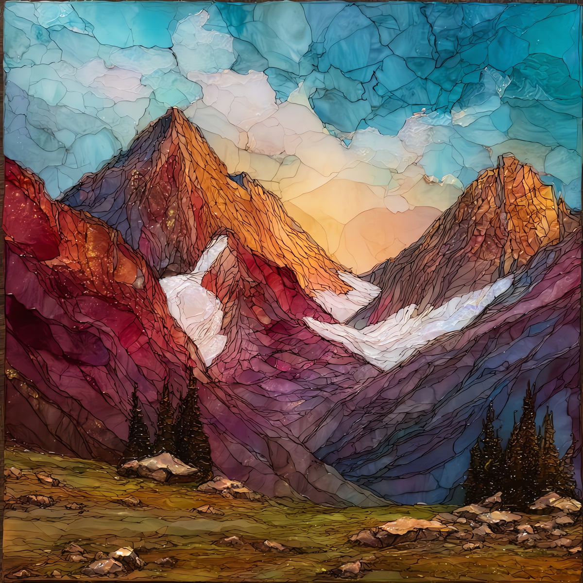 Triple Divide Peak — ceramic art tile