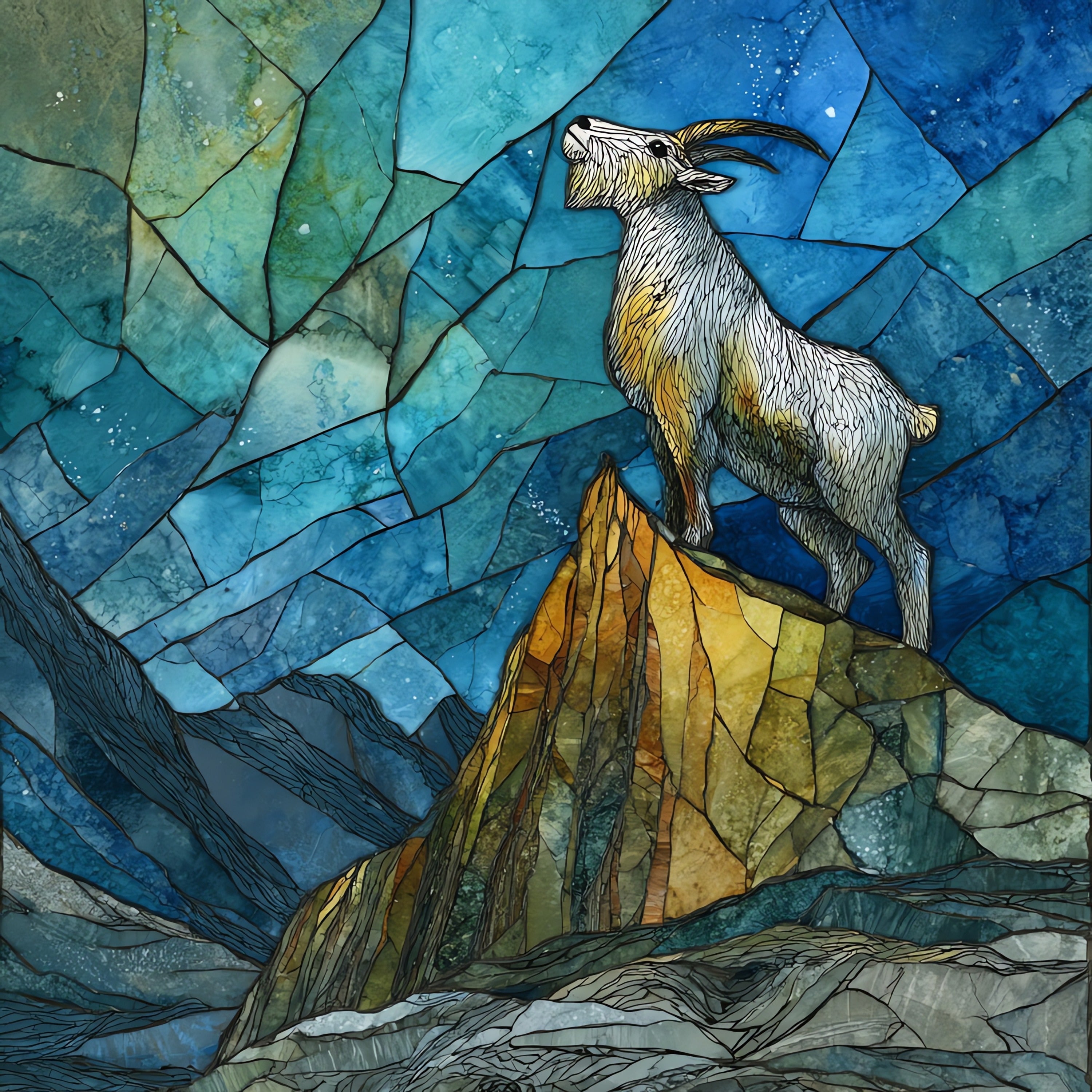 a mountain goat on — ceramic art tile