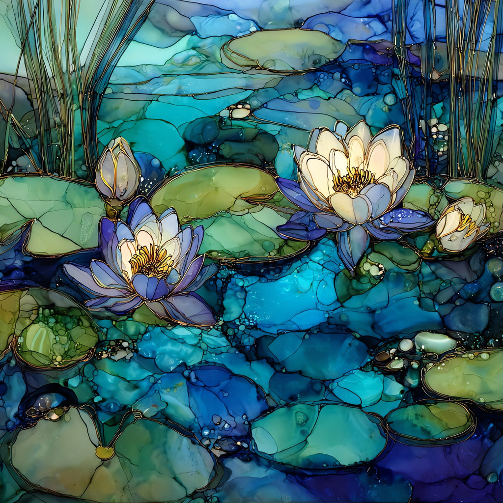 the Middle Amana lily pond — ceramic art tile