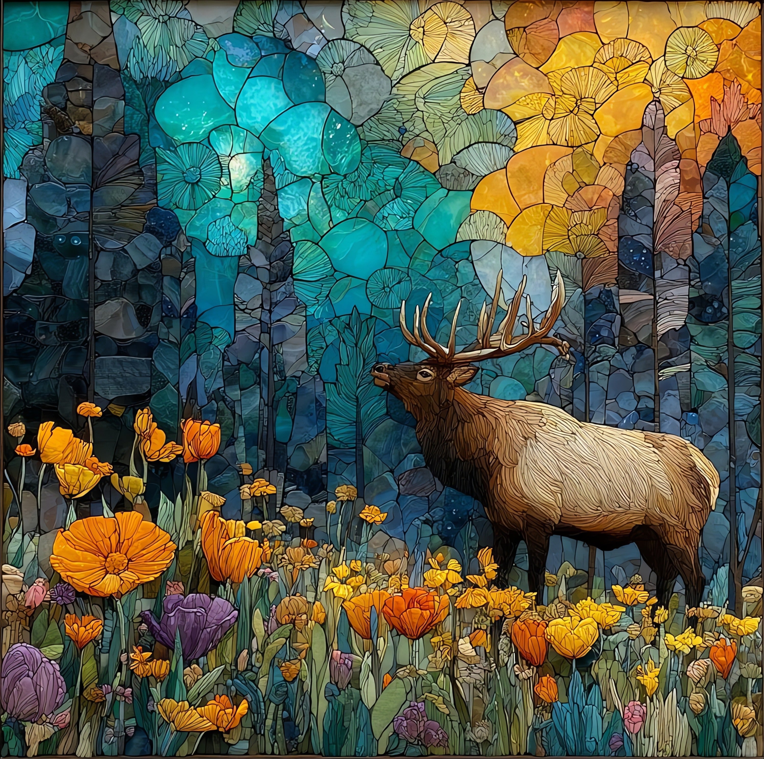 an elk meadow in — ceramic art tile