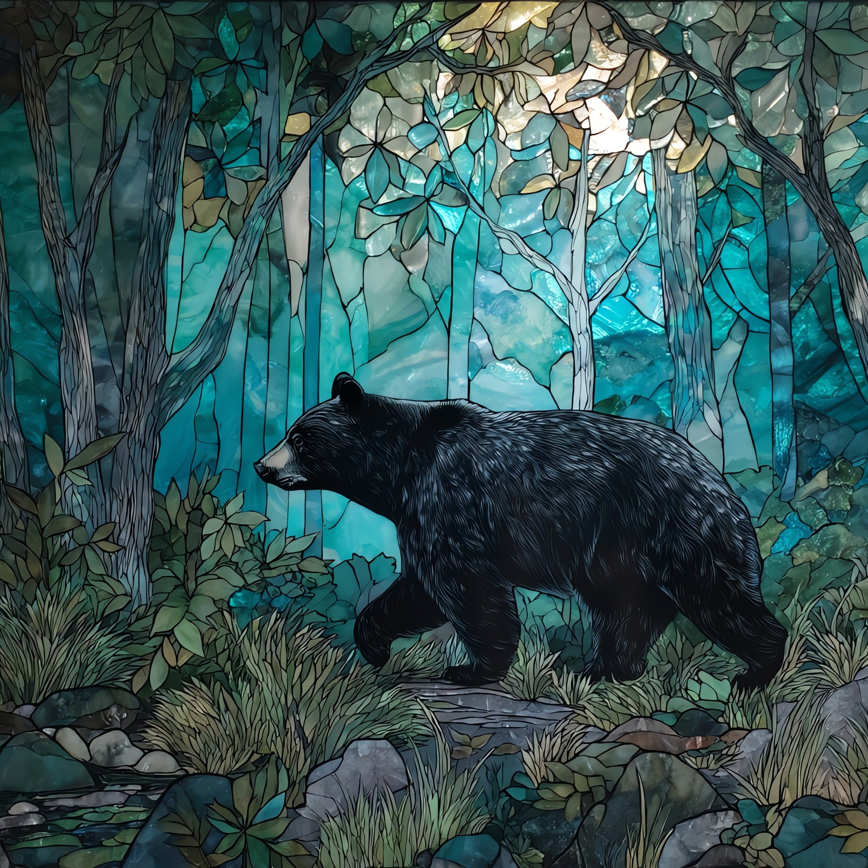 a black bear walking — ceramic art tile