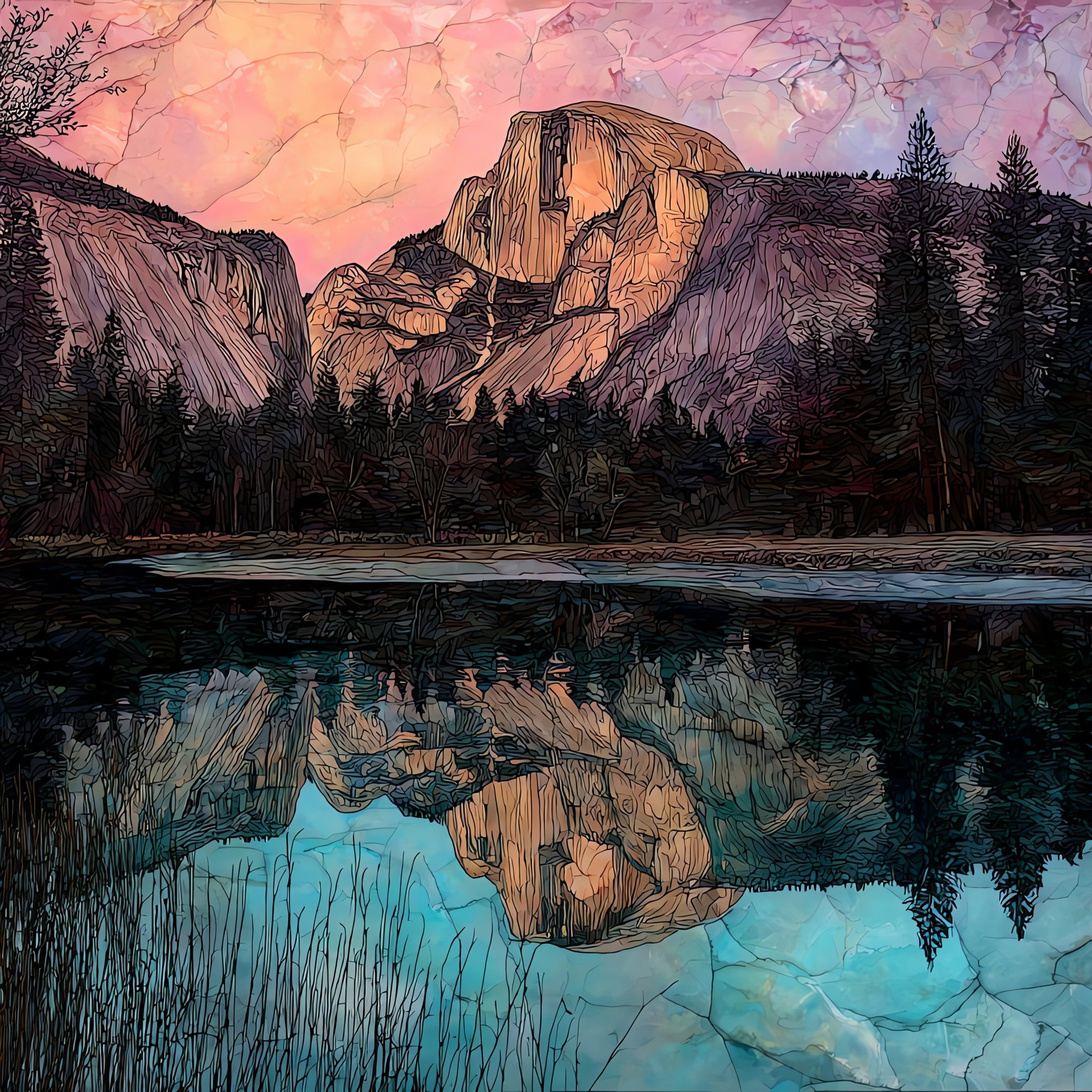 Mirror Lake — ceramic art tile