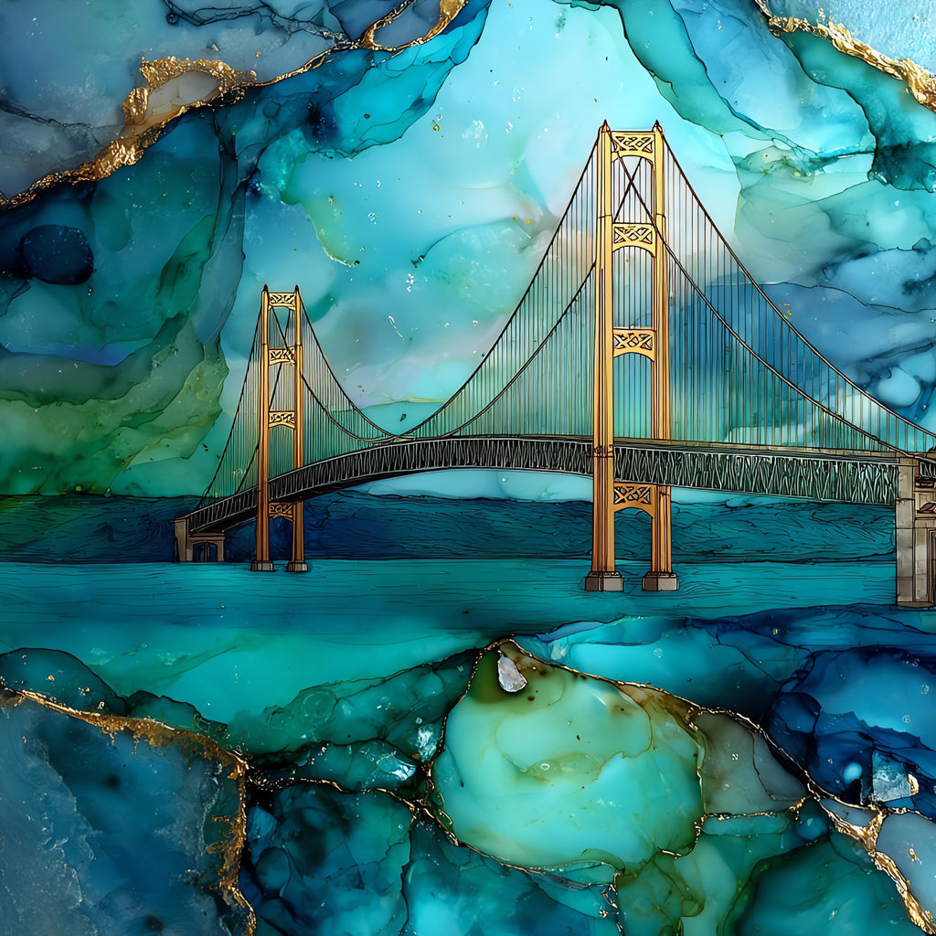the Mackinac Bridge — ceramic art tile