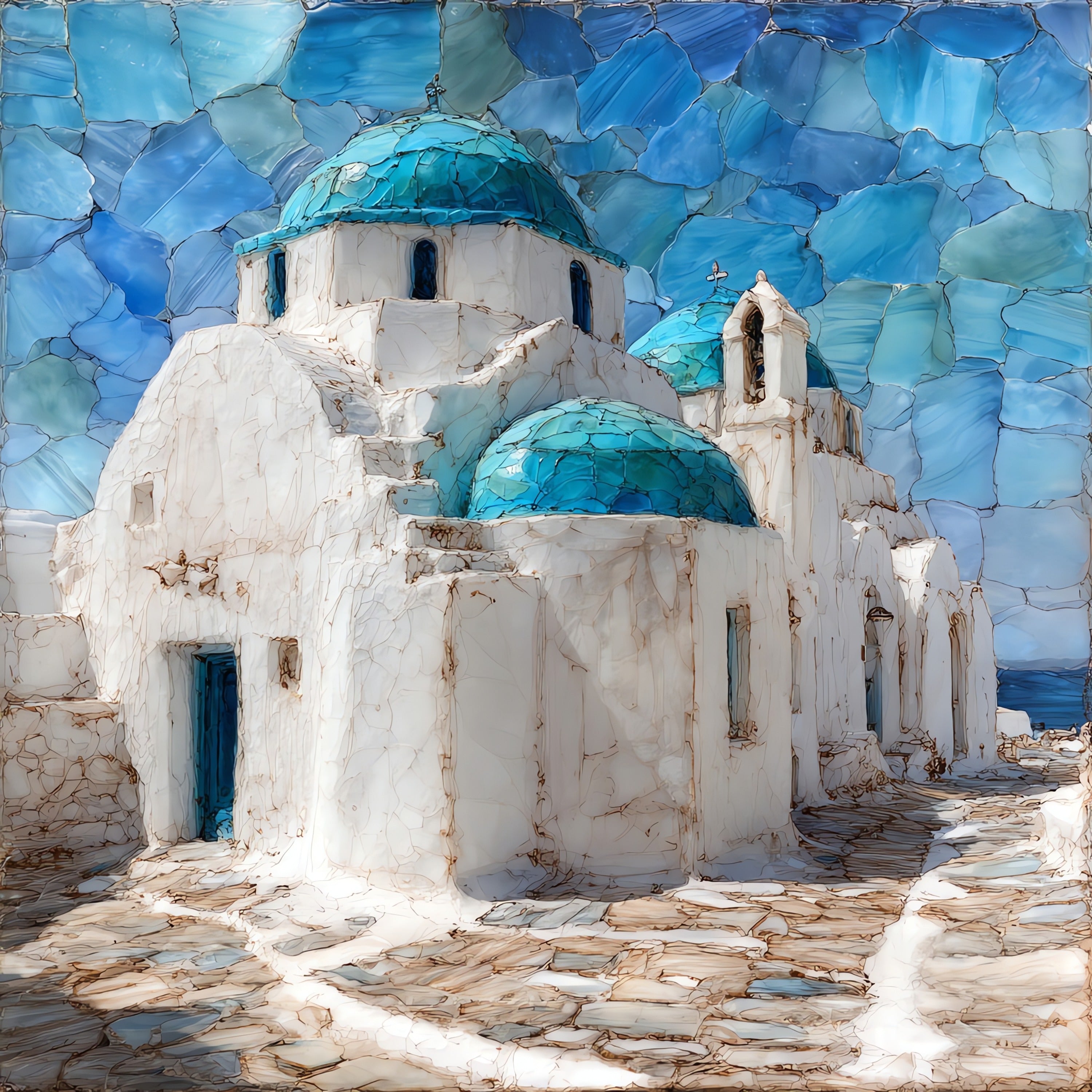 Paraportiani Church — ceramic art tile