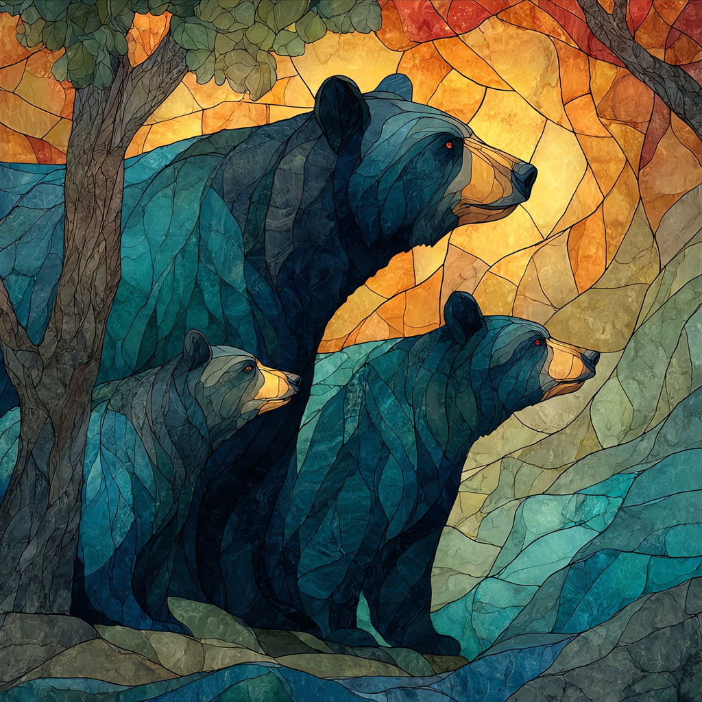 a mother black bear — ceramic art tile