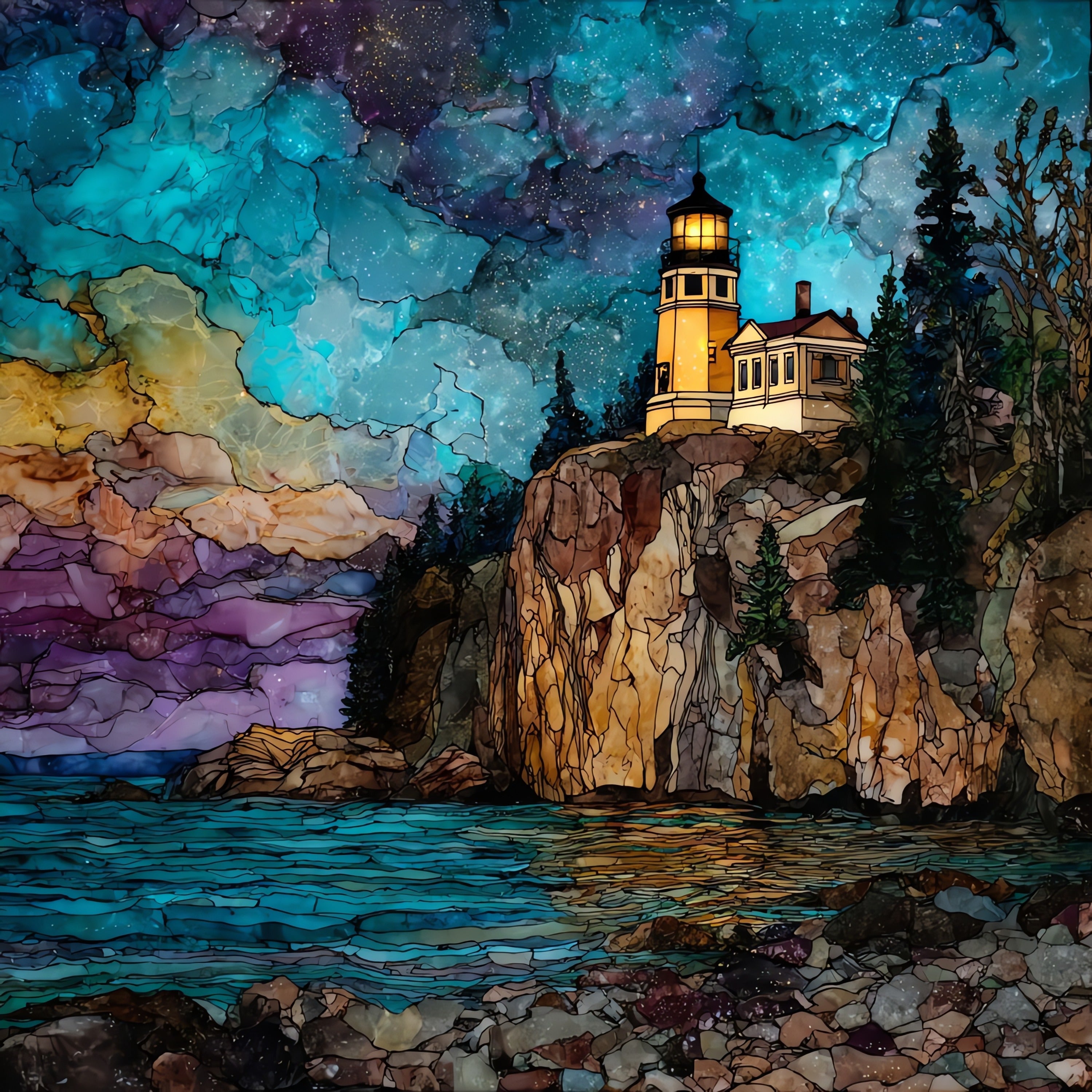 Split Rock Lighthouse — ceramic art tile
