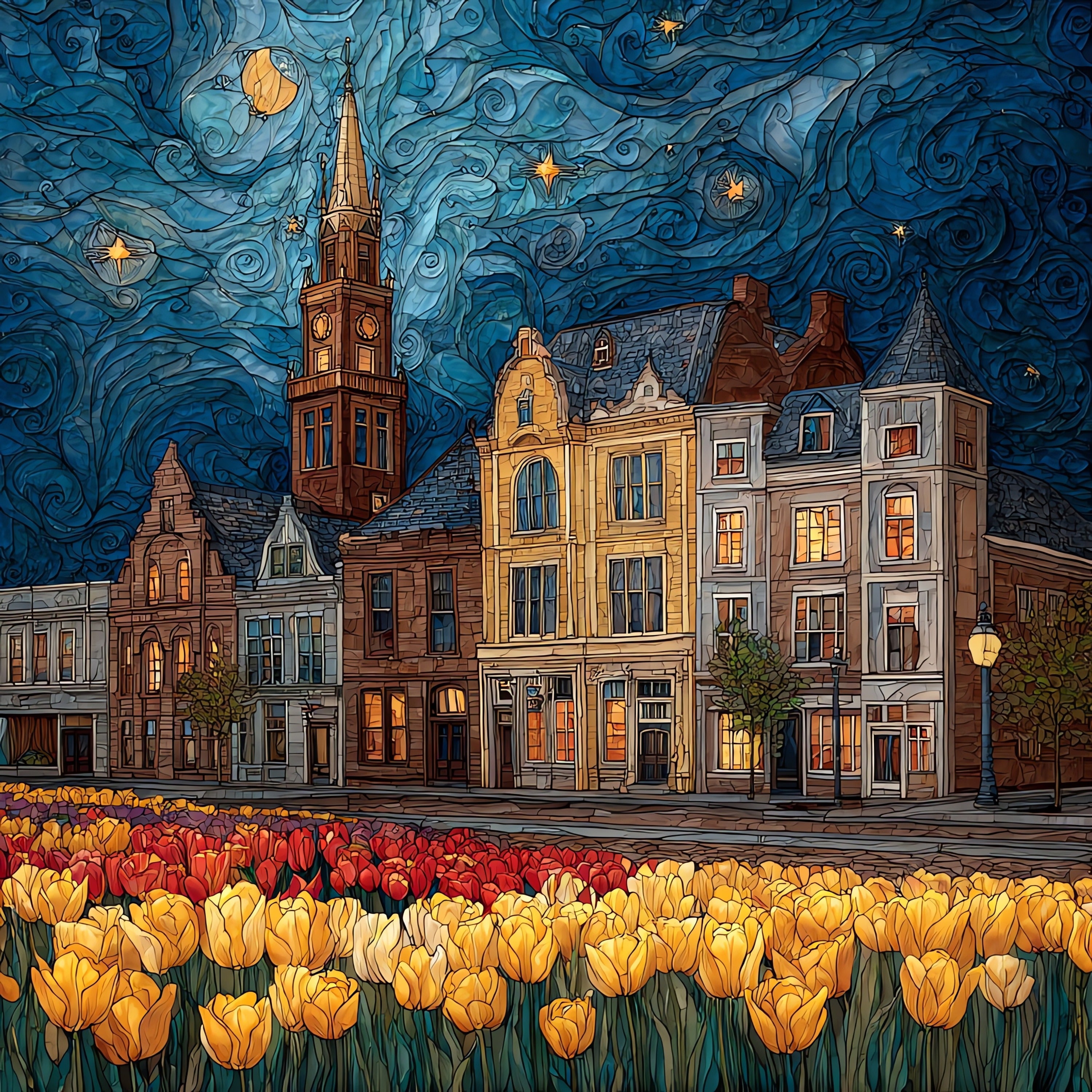 downtown Pella during Tulip Time — ceramic art tile