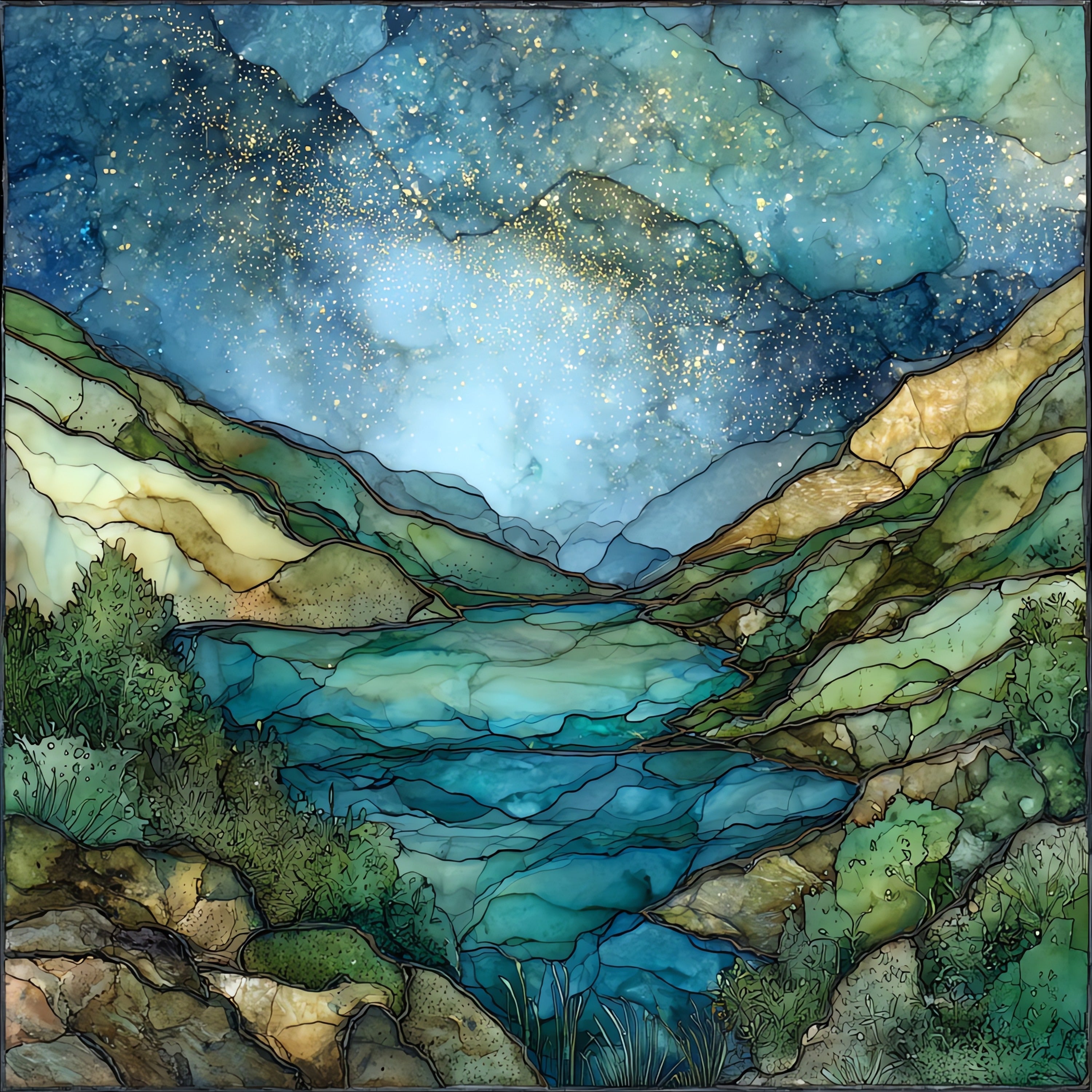 Prespa Lakes — ceramic art tile