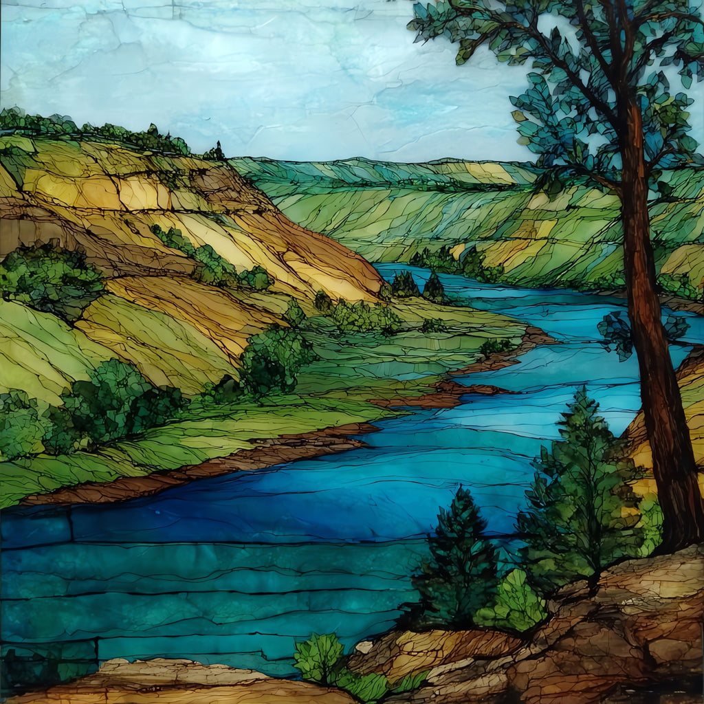 the Missouri River bluffs near Omaha — ceramic art tile