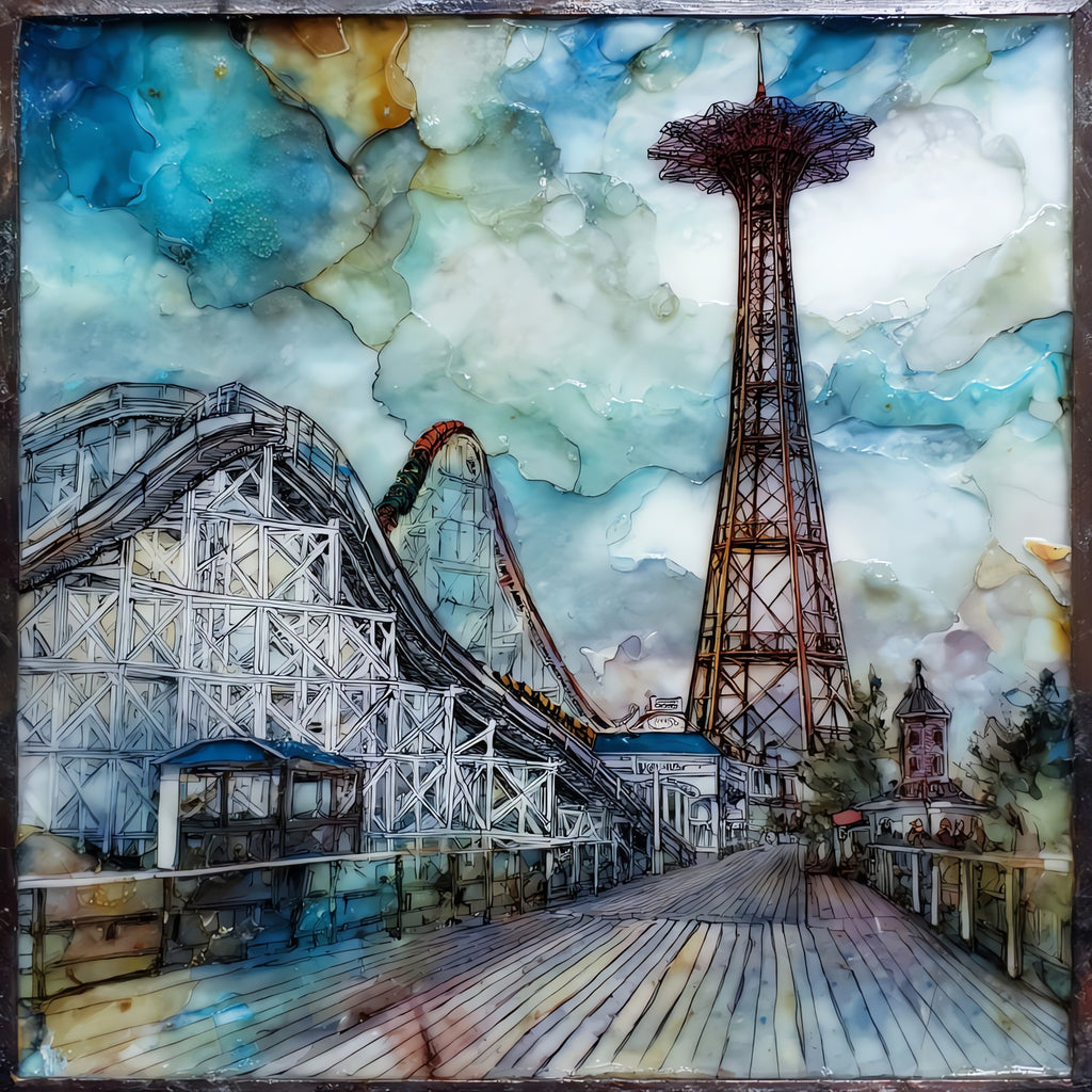 the Coney Island Cyclone — ceramic art tile