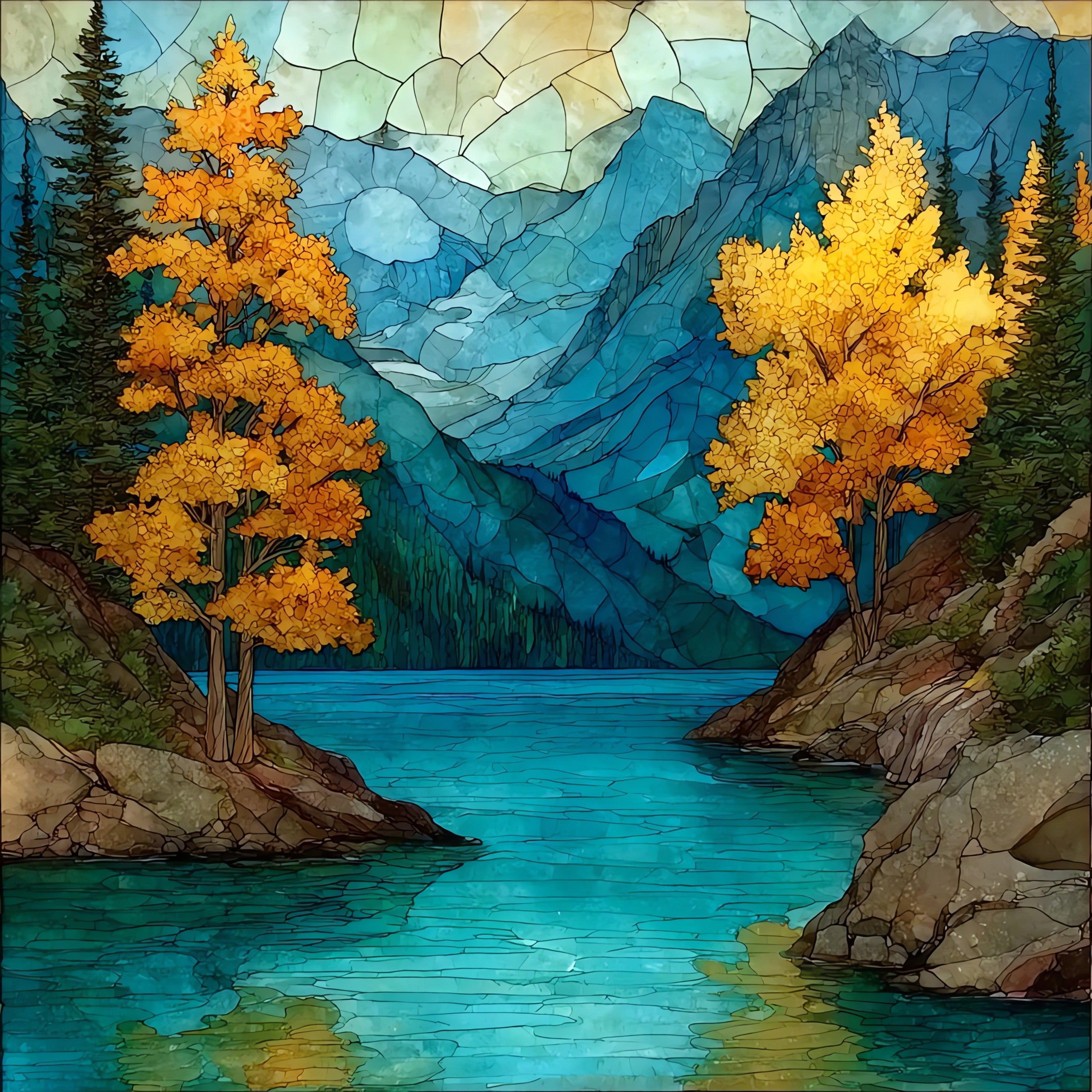 Glacier National Park autumn — ceramic art tile