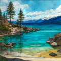 Sand Harbor turquoise cove on Lake Tahoe — ceramic art tile