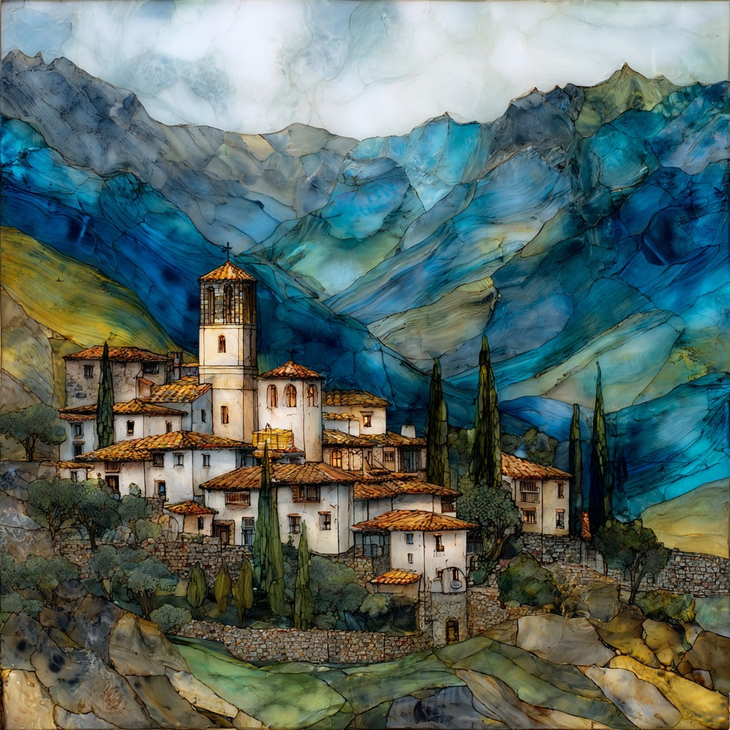 Grazalema mountain village — ceramic art tile