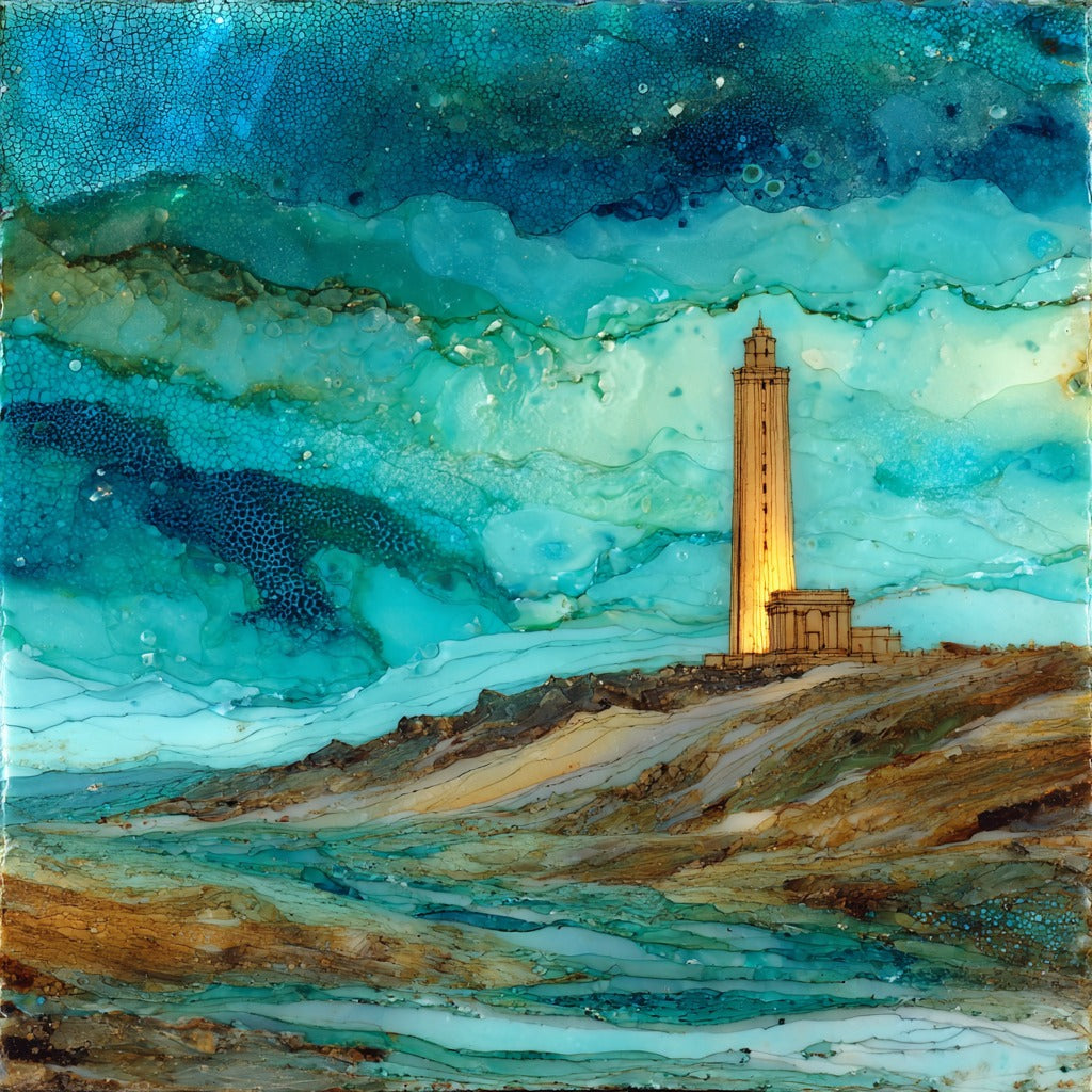 Coruna Tower of Hercules Roman Lighthouse — ceramic art tile