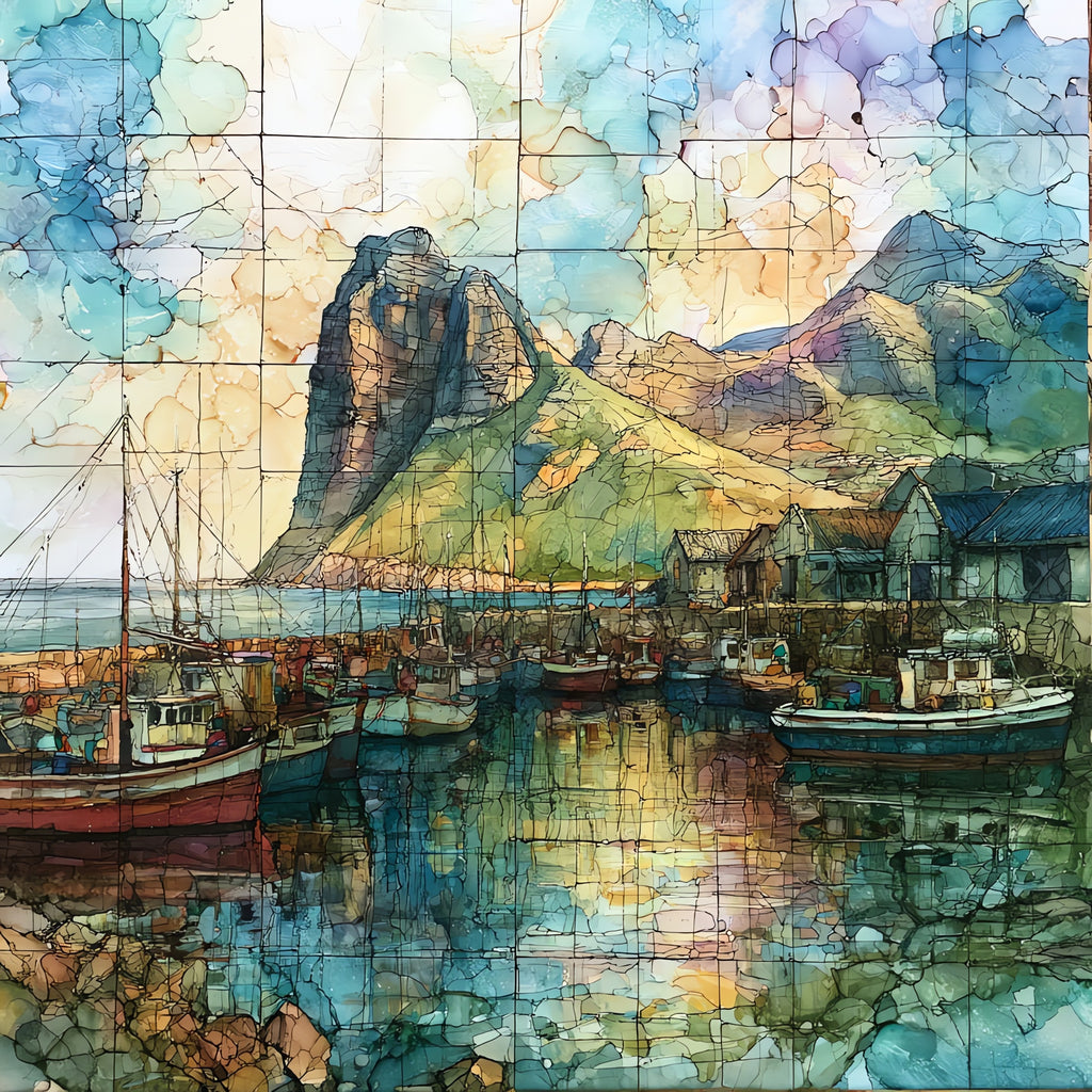 Hout Bay fishing harbour — ceramic art tile