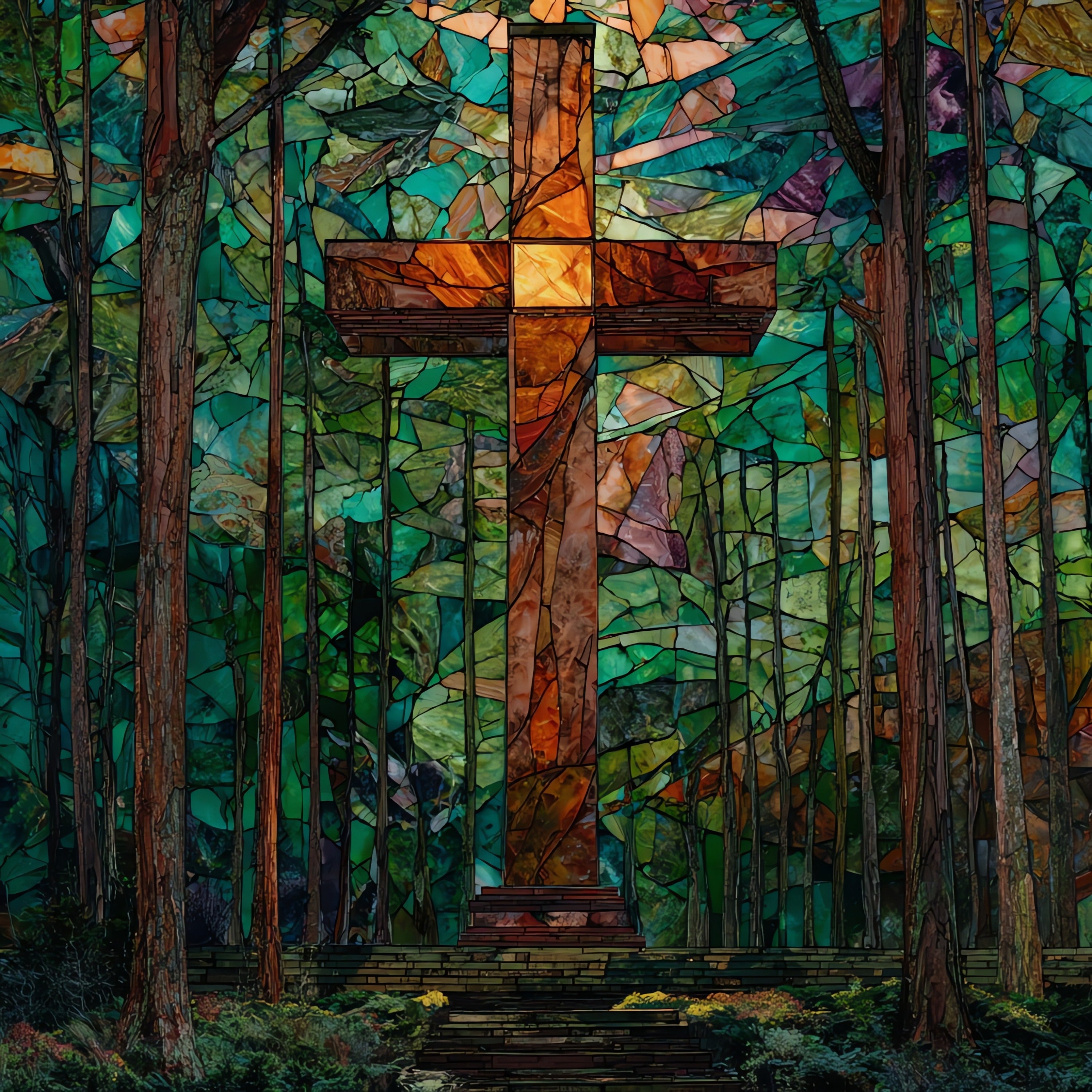 the Cross — ceramic art tile