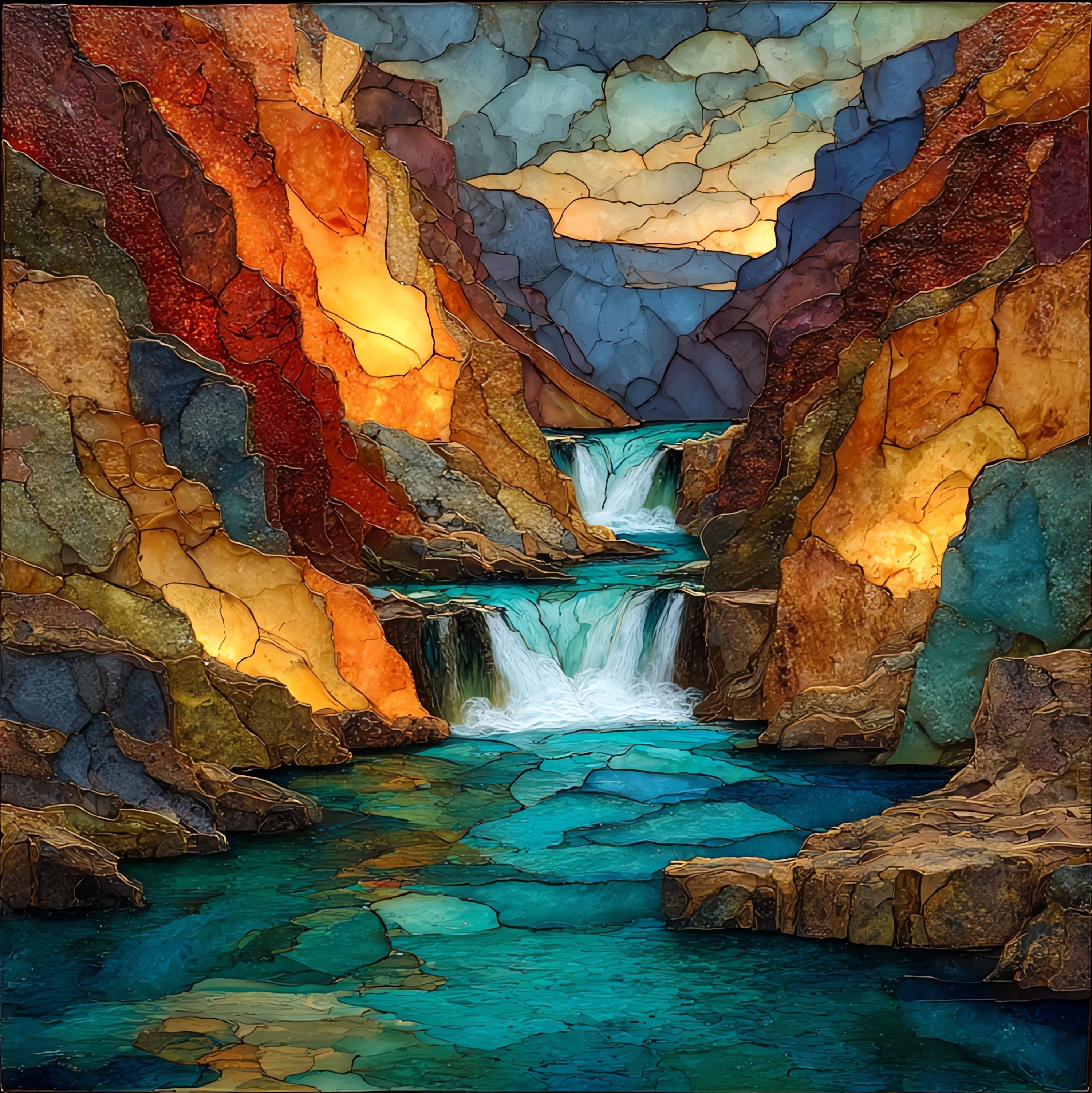 Deer Creek Falls along the Colorado — ceramic art tile